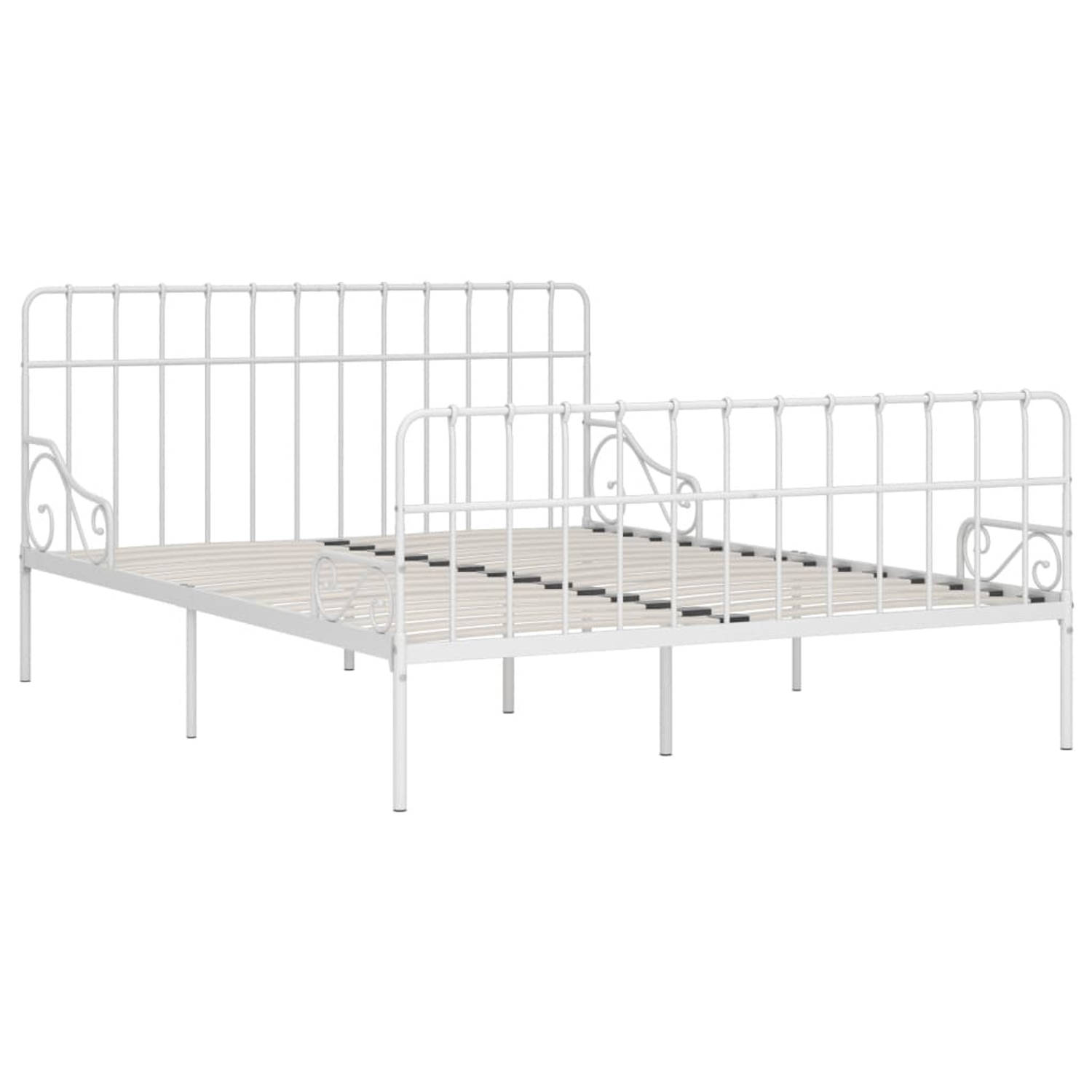 The Living Store Bedframe met lattenbodem metaal wit 200x200 cm - Bed