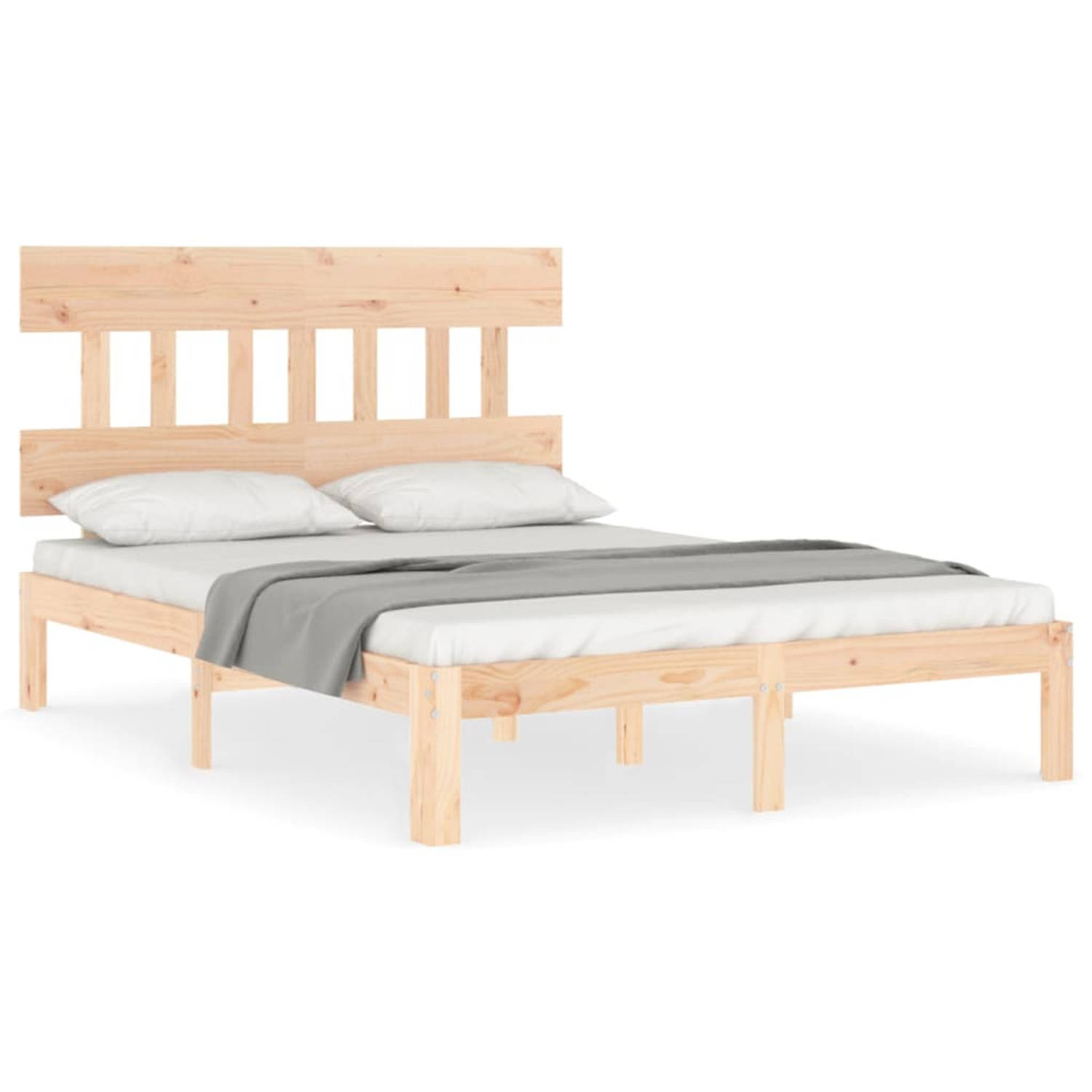 The Living Store Bed - Grenenhout - 203.5 x 123.5 x 81 cm - Multiplex lattenbodem