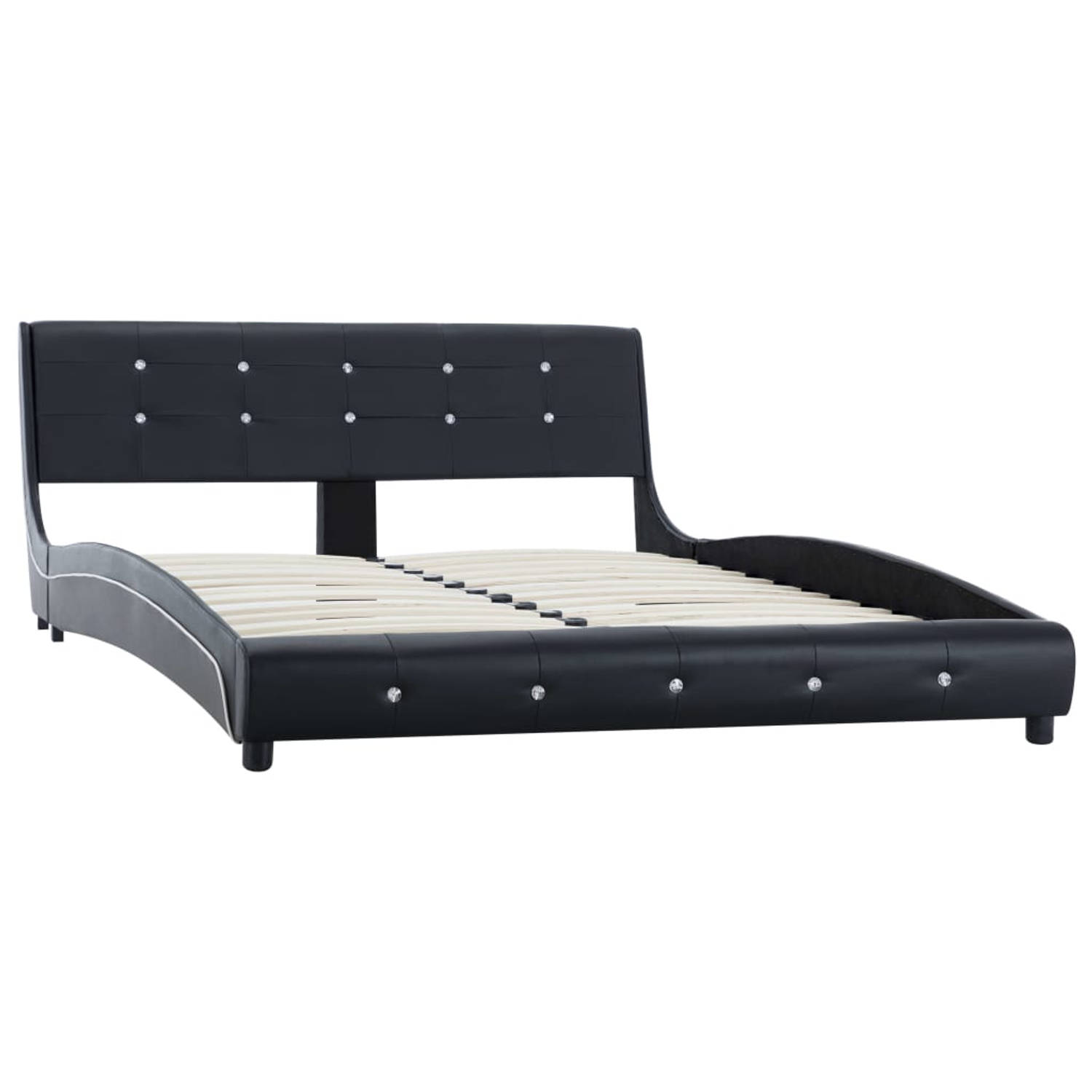 The Living Store Klassiek Bedframe - IJzer en Hout - 140 x 200 cm - Zwart