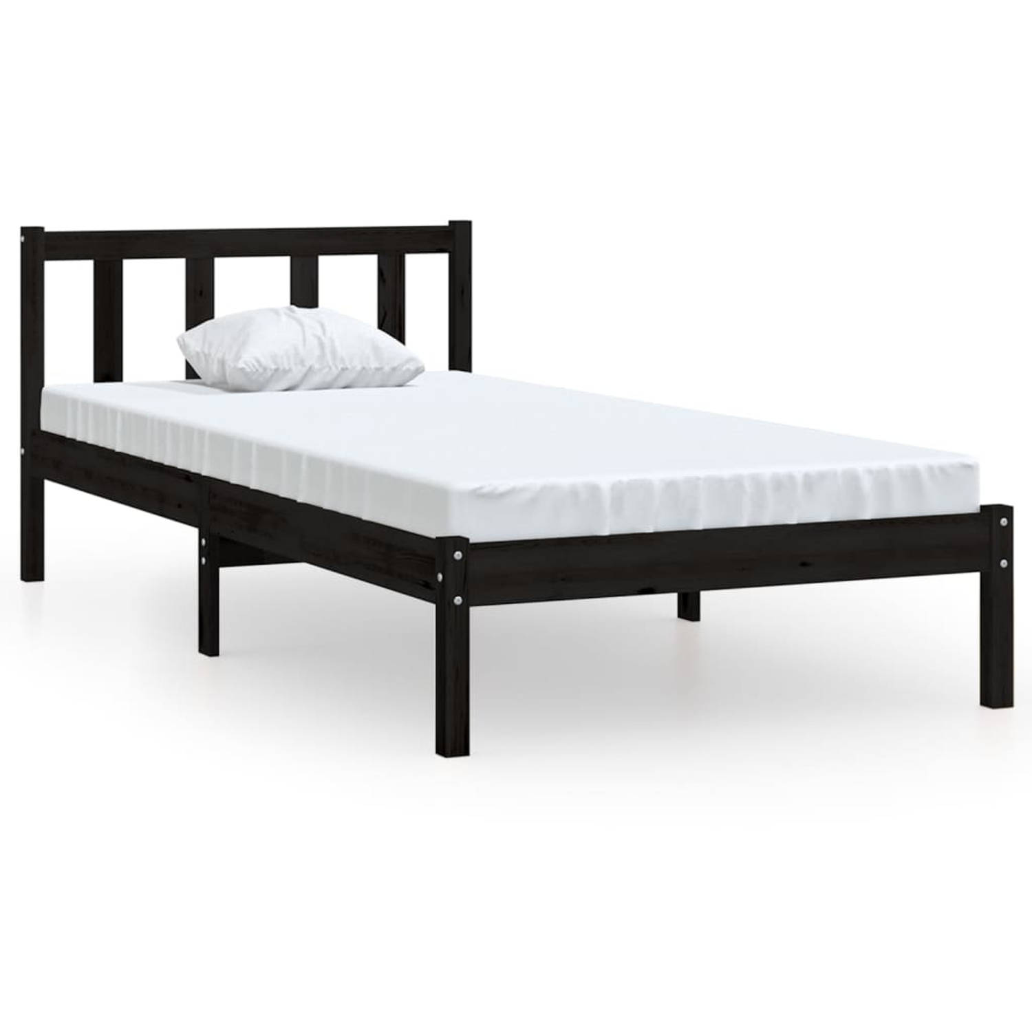 The Living Store Bedframe massief grenenhout zwart 90x200 cm - Bedframe - Bedframe - Bed Frame - Bed Frames - Bed - Bedden - 1-persoonsbed - 1-persoonsbedden - Eenpersoons Bed