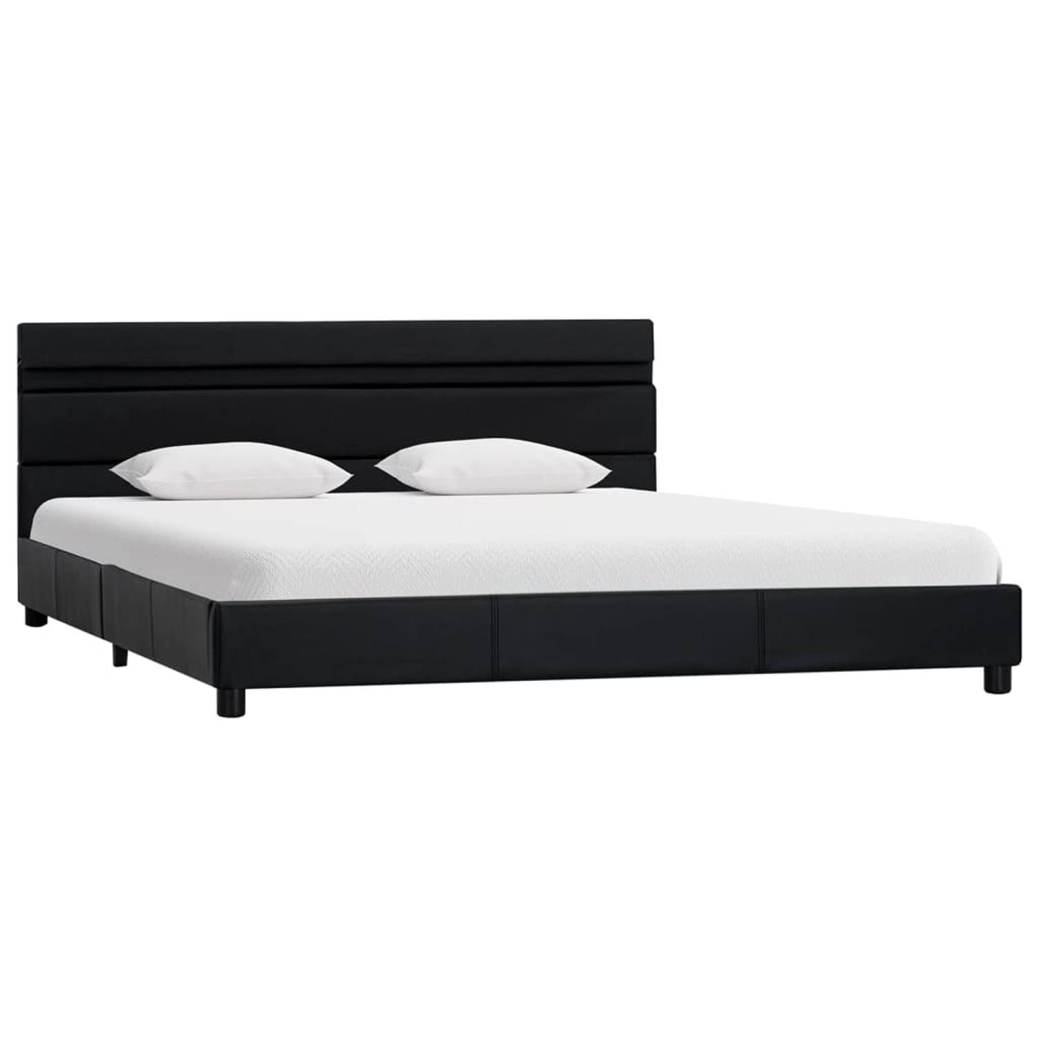 The Living Store Bedframe met LED kunstleer zwart 140x200 cm - Bed