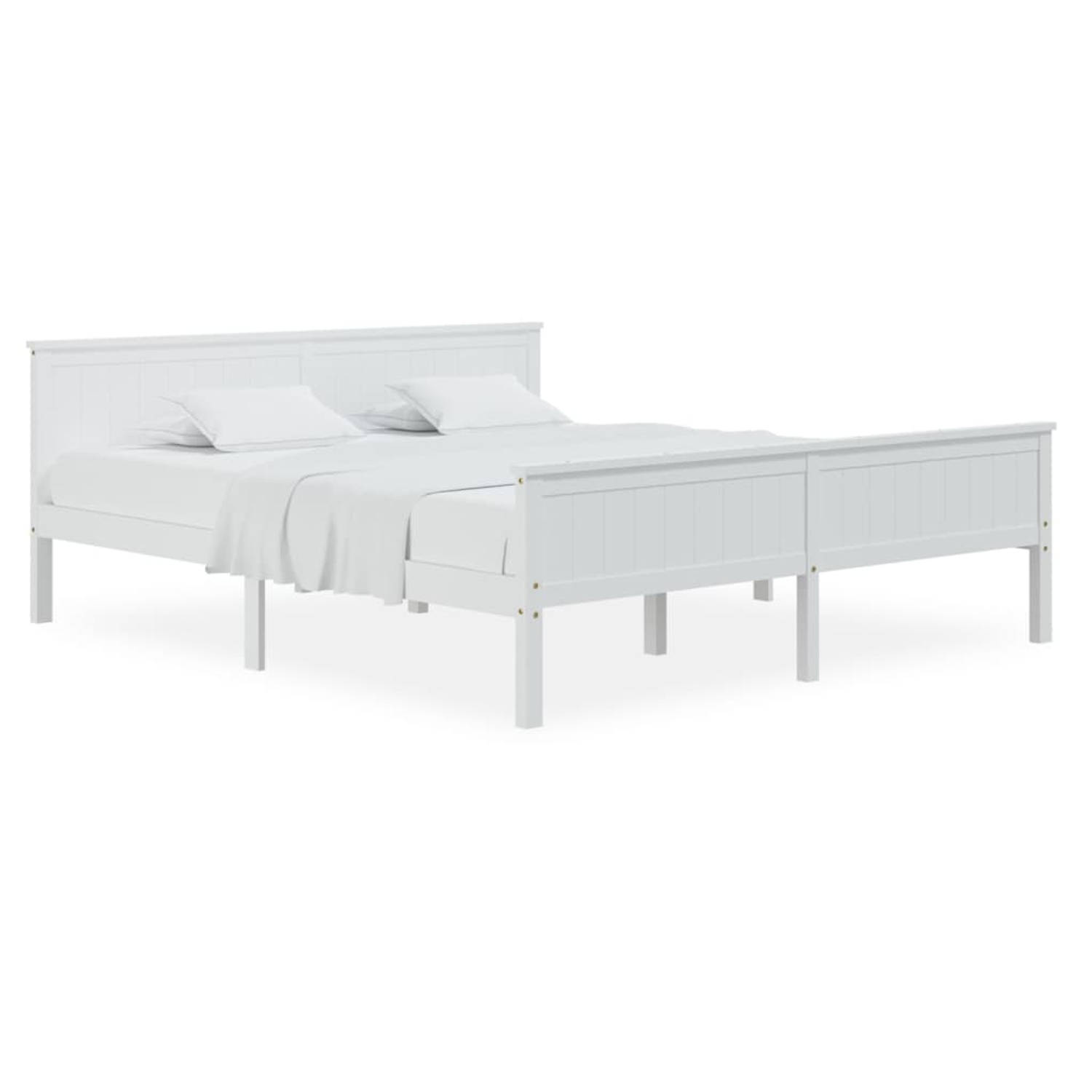 The Living Store Bedframe massief grenenhout wit 180x200 cm - Bedframe - Bedframes - Houten Bedframe - Bed - Bedbodem - Slaapmeubel - Tweepersoonsbed - Houten Bedframes - Bedden -