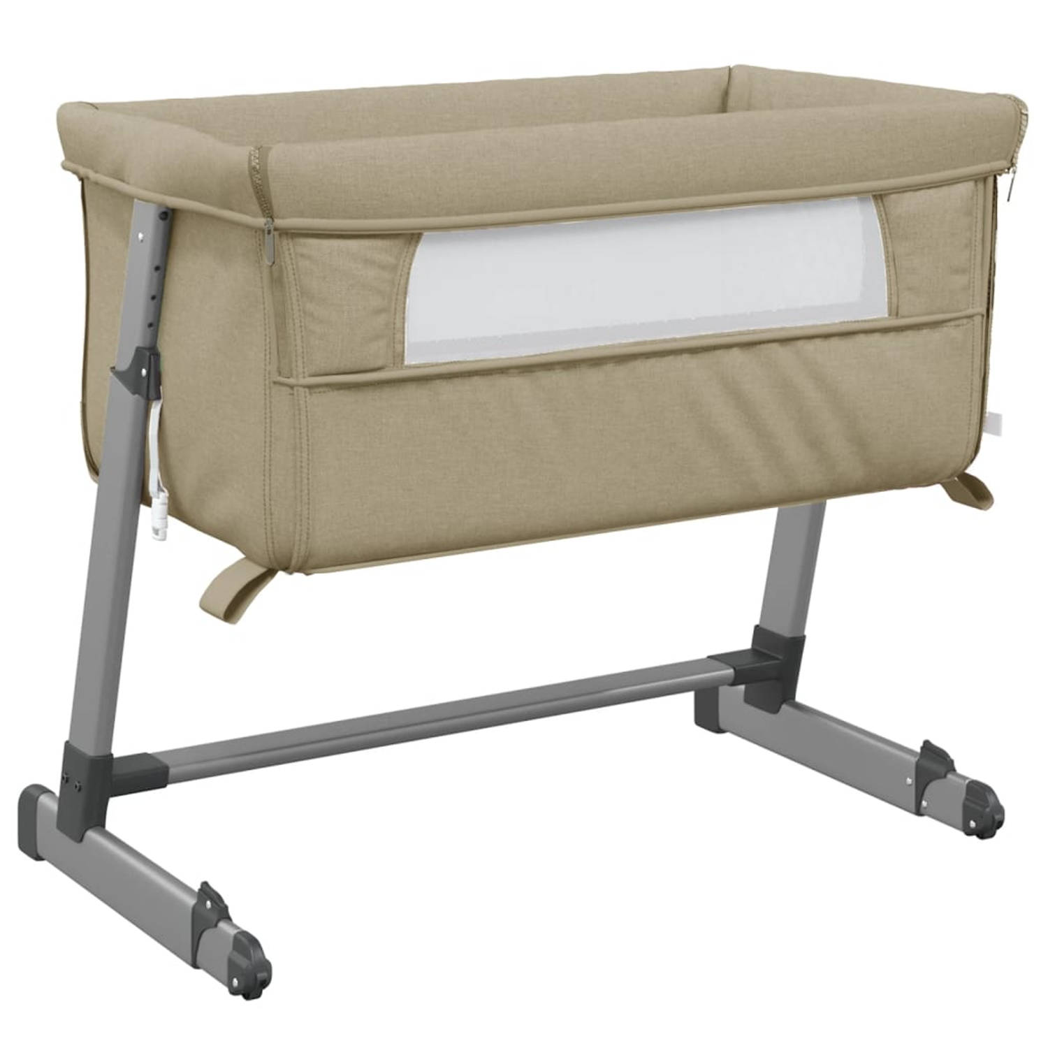 The Living Store Babybedje - Verstelbaar - Ademend materiaal - Uitneembaar matras - Taupe - 94 x 59 x (68 - 83) cm