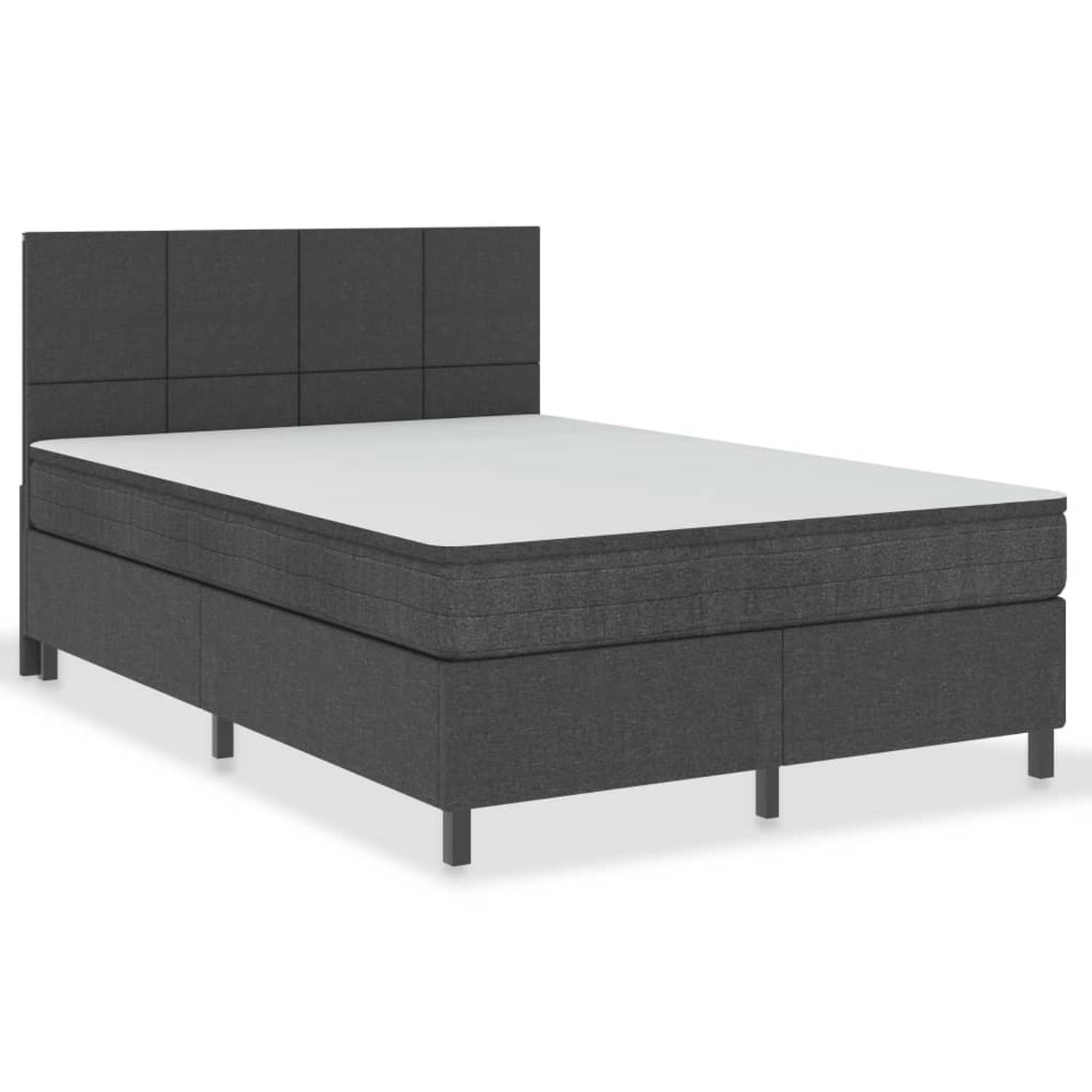 The Living Store Boxspring stof donkergrijs 180x200 cm - Boxspring - Boxsprings - Boxspringbed - Boxspringbedden - Hotelbed - Hotelbedden - Bed - Bedden - Tweepersoonsbed - Tweeper