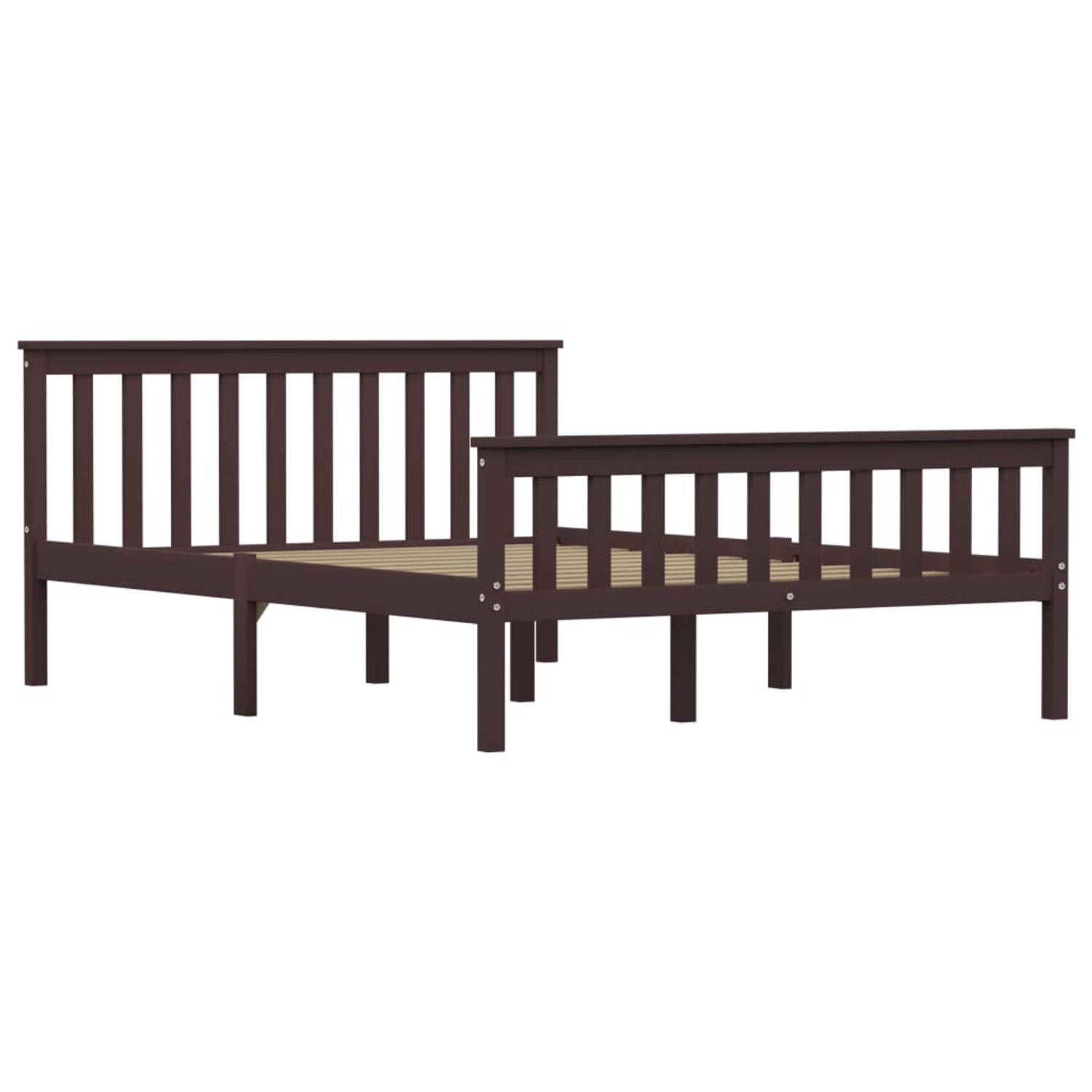 The Living Store Bedframe massief grenenhout donkerbruin 140x200 cm - Bed