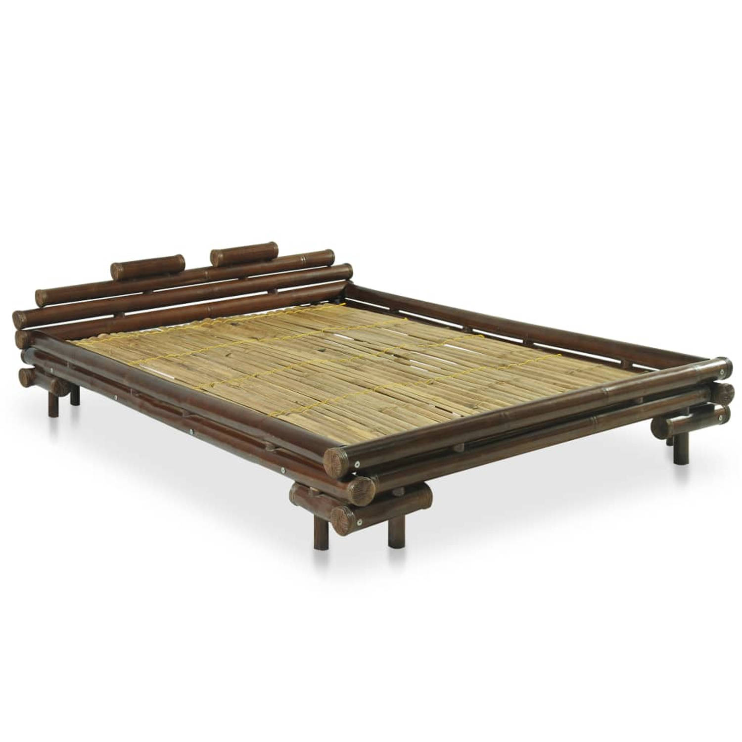 The Living Store Bedframe bamboe donkerbruin 140x200 cm - Bed