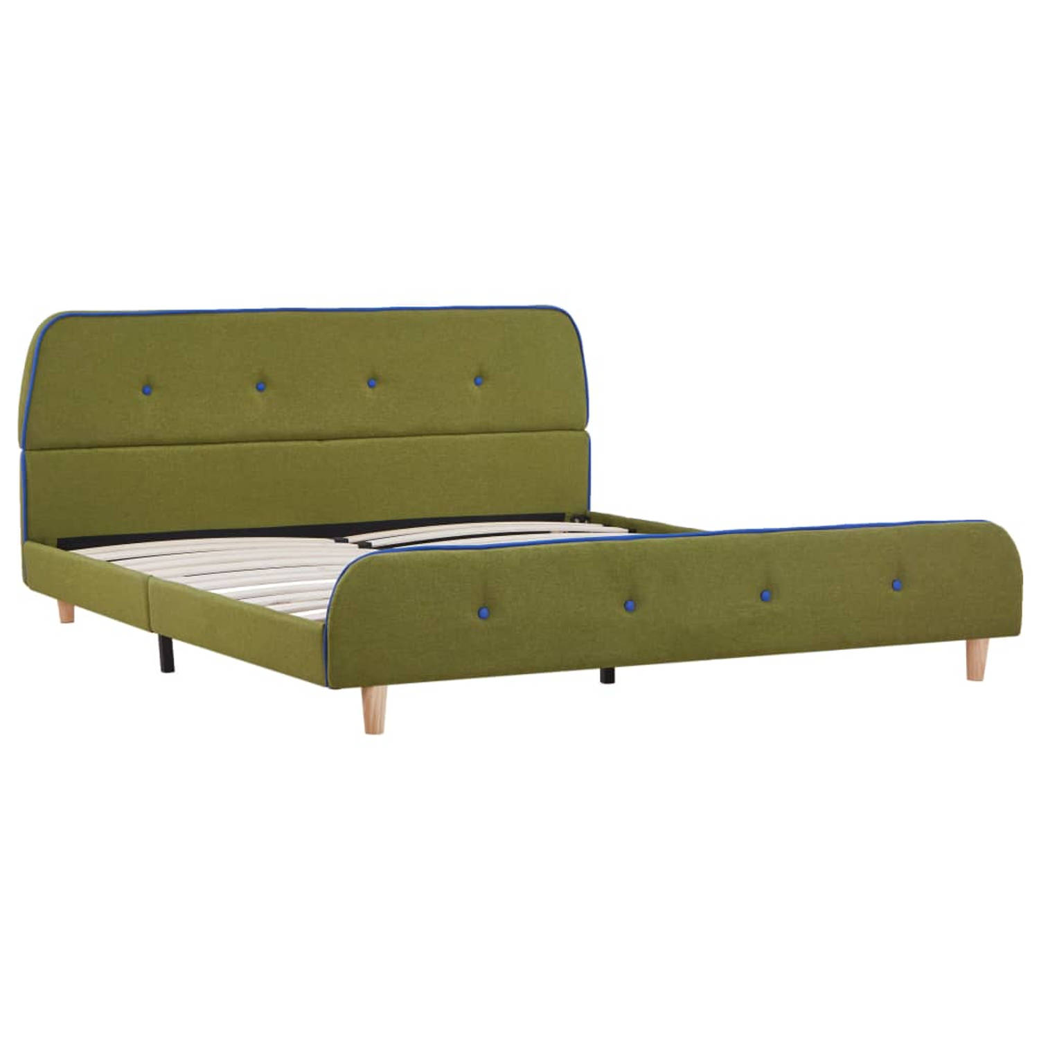 The Living Store Bedframe stof groen 140x200 cm - Bed