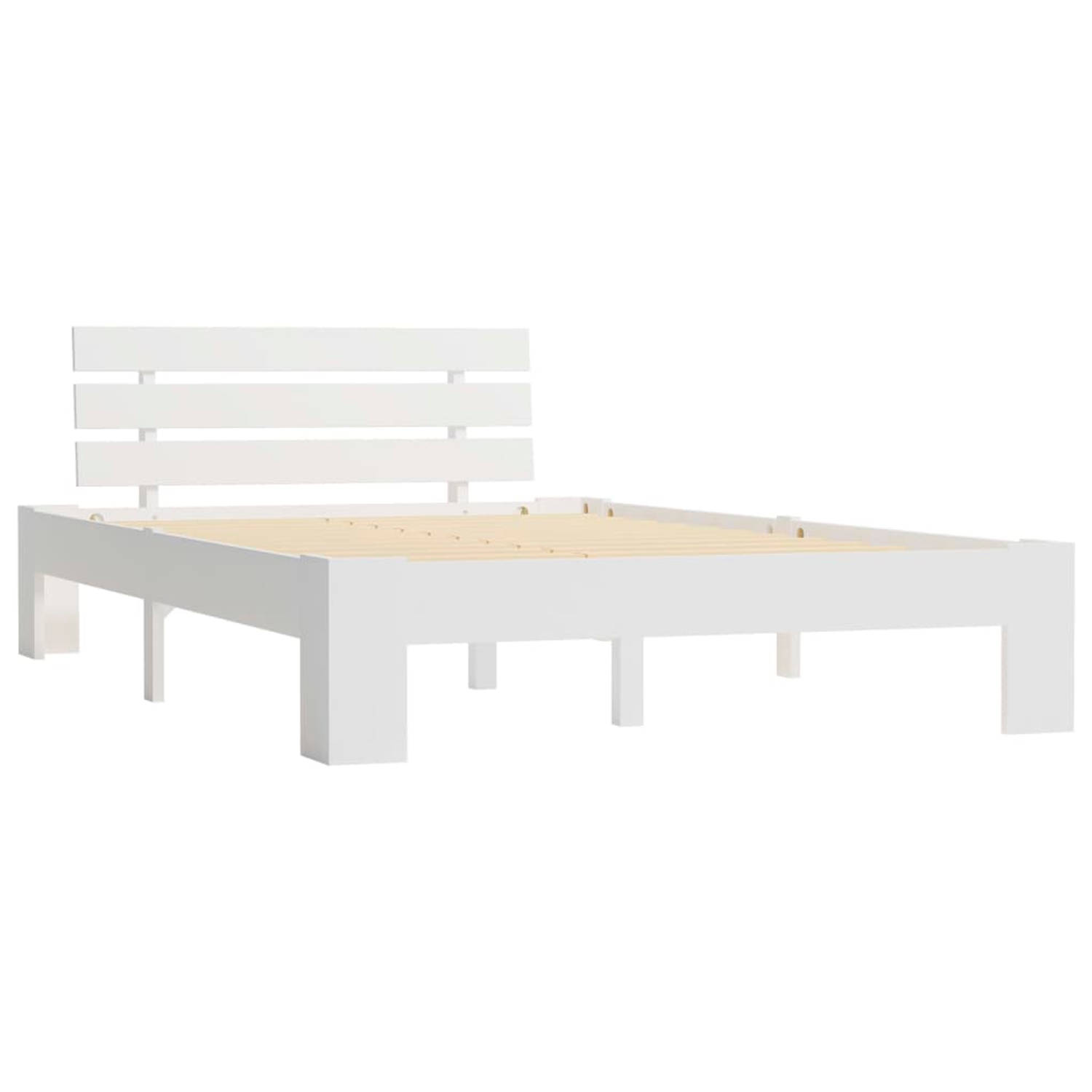 The Living Store Bedframe Massief Grenenhout 140 x 200 cm - Stevig en Duurzaam - Wit