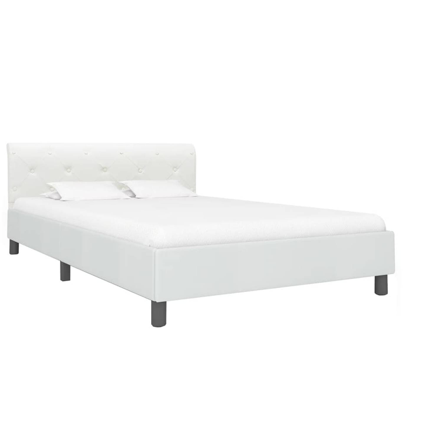 The Living Store Bedframe kunstleer wit 140x200 cm - Bed