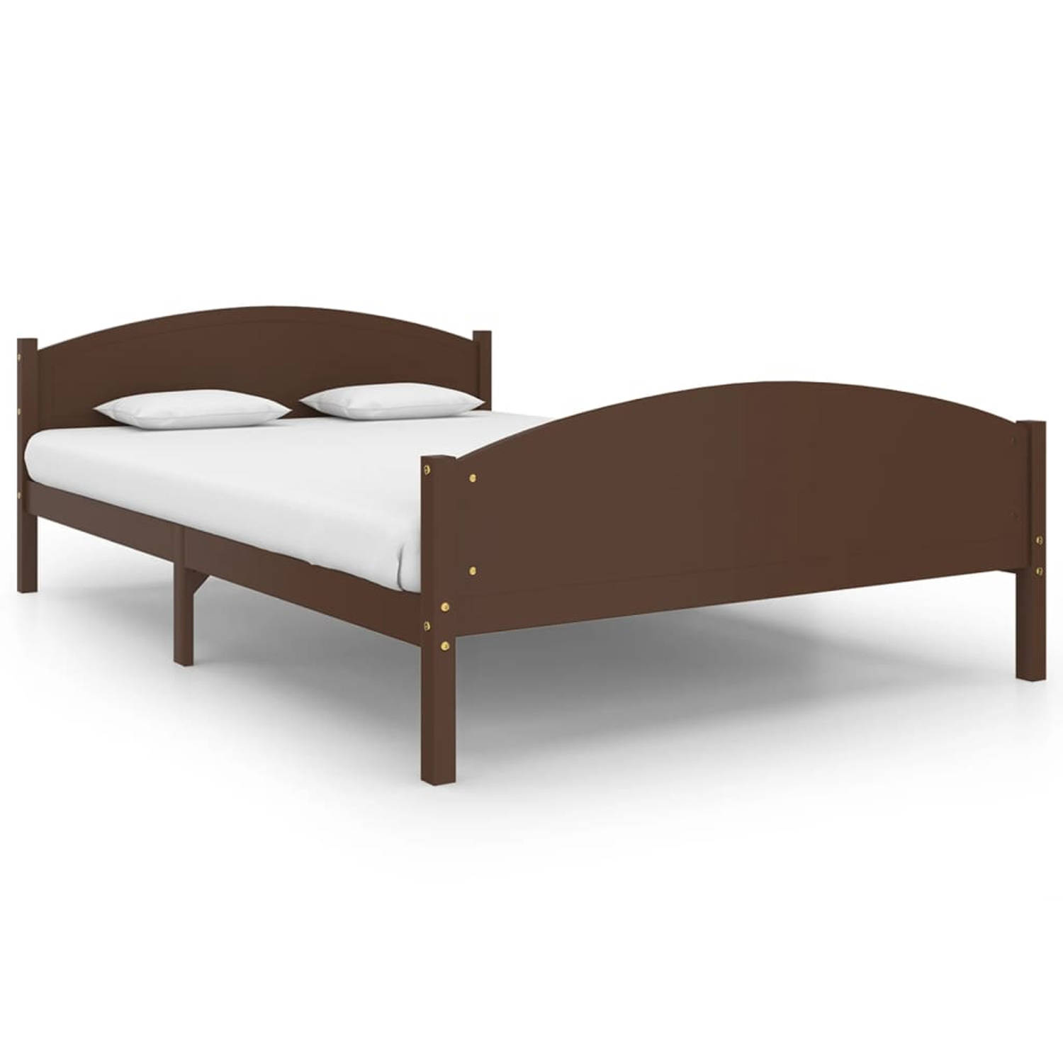 The Living Store Bedframe massief grenenhout donkerbruin 160x200 cm - Bedframe - Bedframe - Bed Frame - Bed Frames - Bed - Bedden - Lattenbodem - Lattenbodems - Bed Met Lattenbodem