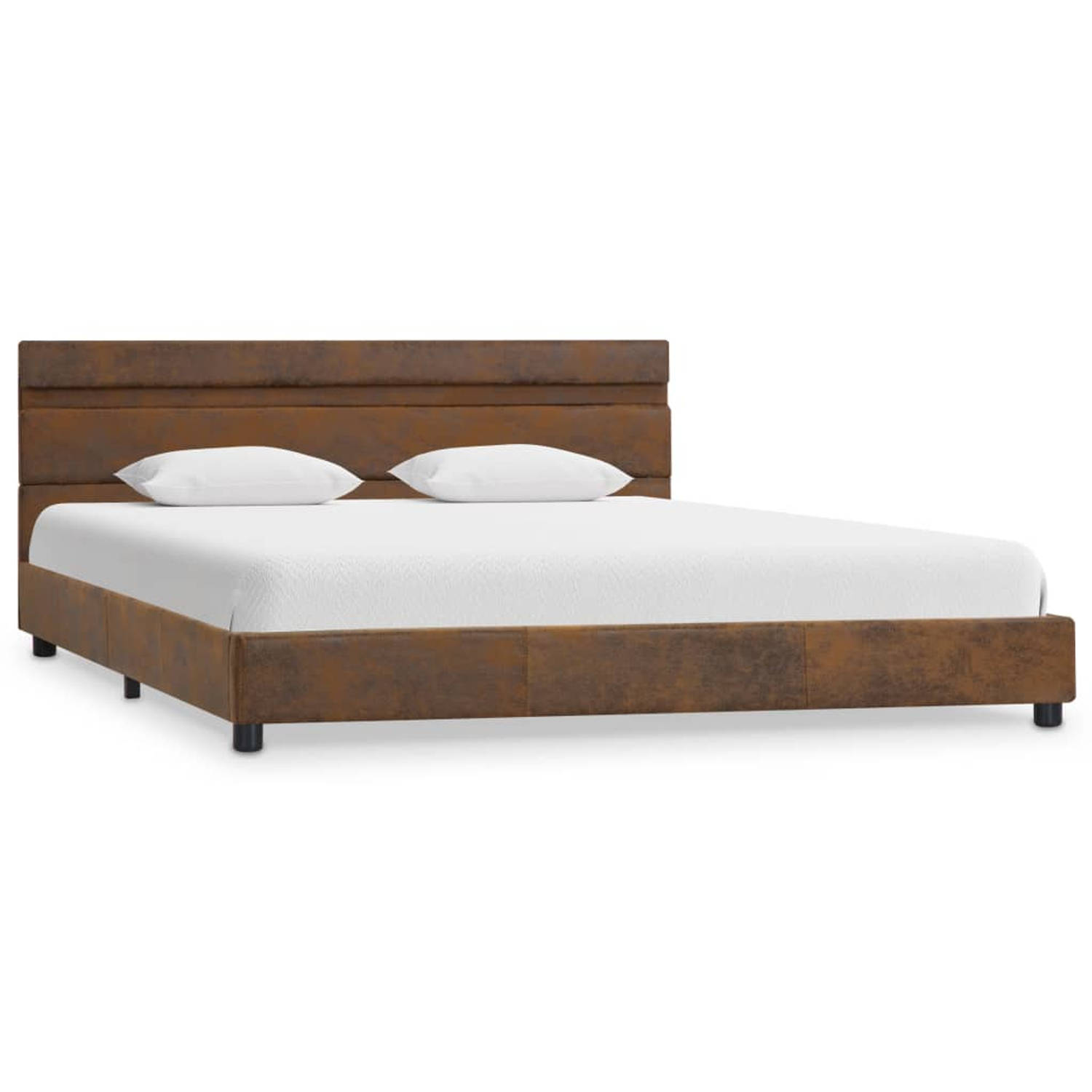 The Living Store Bedframe met LED stof bruin 140x200 cm - Bed