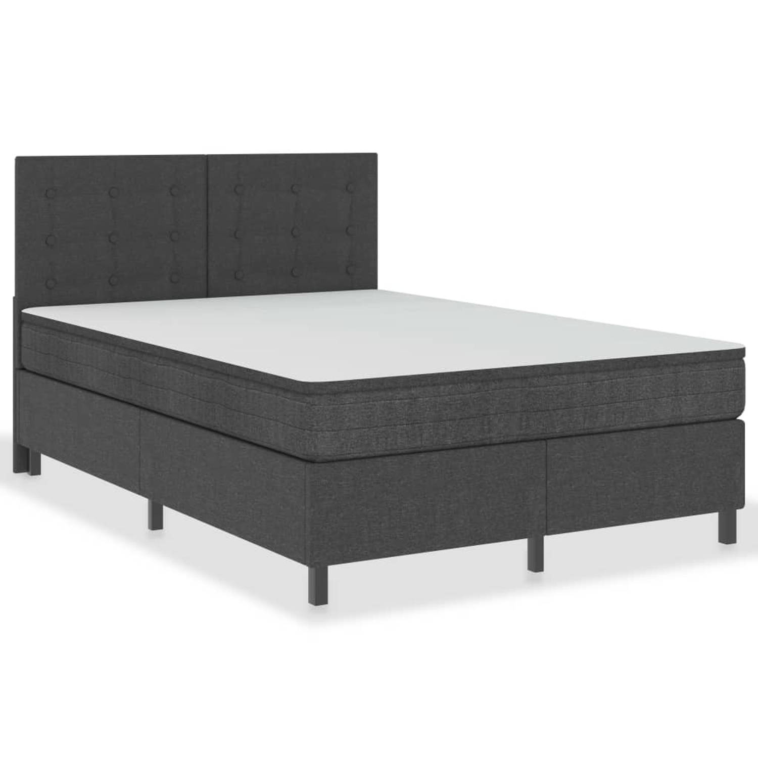 The Living Store Boxspring stof donkergrijs 140x200 cm - Boxspring - Boxsprings - Boxspringbed - Boxspringbedden - Hotelbed - Hotelbedden - Bed - Bedden - Tweepersoonsbed - Tweeper