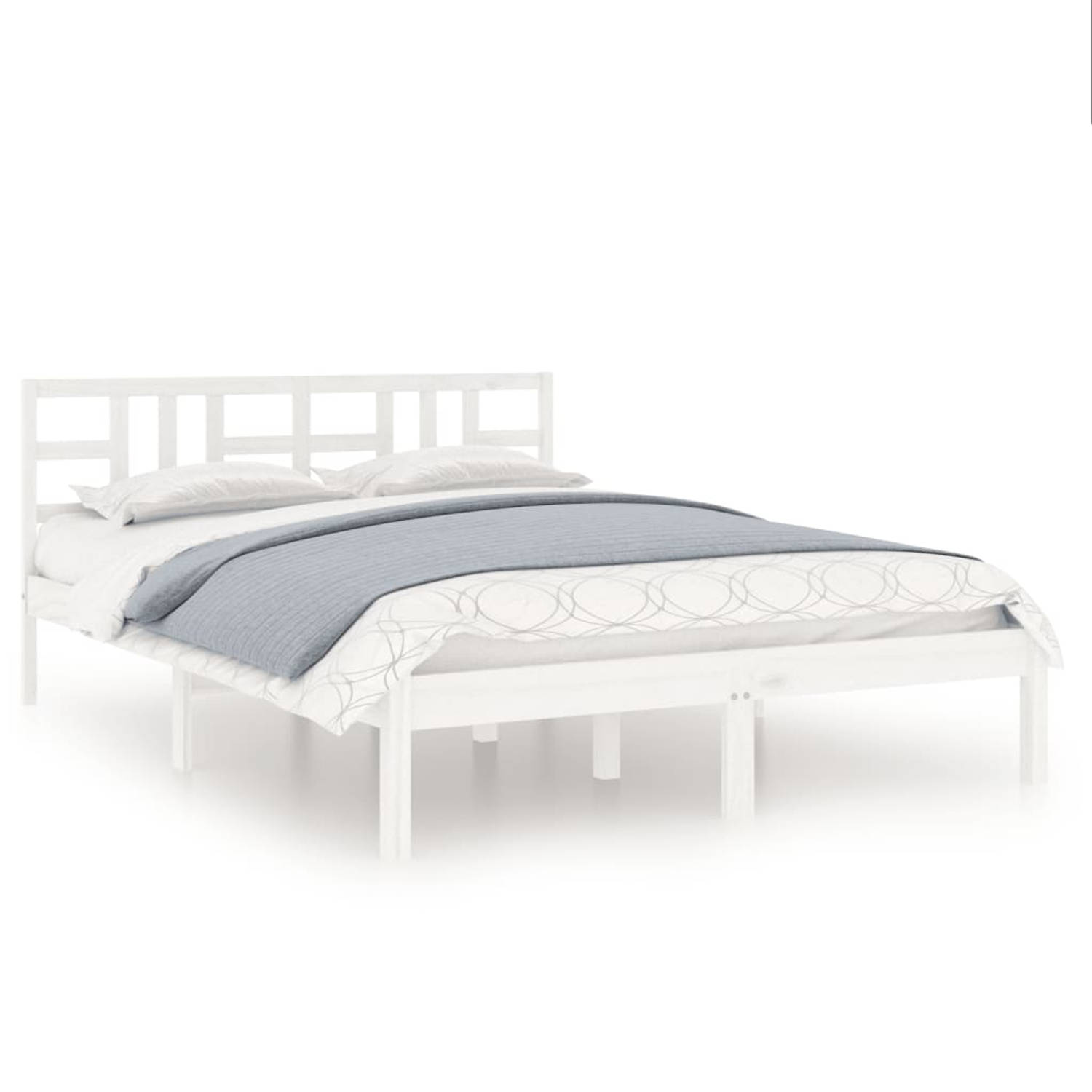 The Living Store Bedframe Grenenhout - King Size - Wit