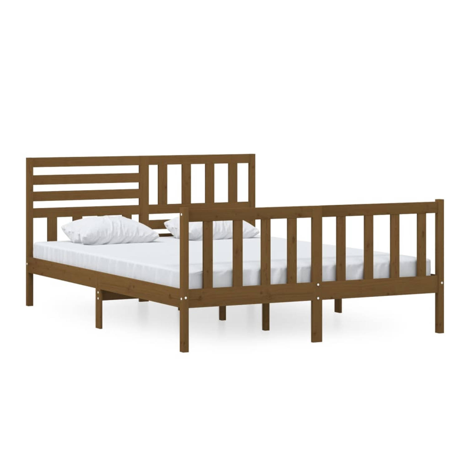 The Living Store Bedframe massief hout honingbruin 150x200 cm 5FT King Size - Bedframe - Bedframes - Tweepersoonsbed - Bed - Bedombouw - Dubbel Bed - Frame - Bed Frame - Ledikant -