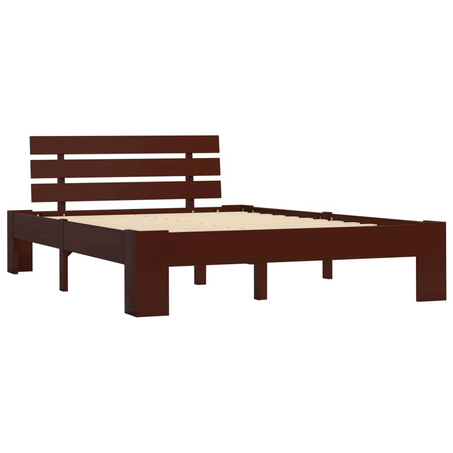 The Living Store Bedframe massief grenenhout donkerbruin 140x200 cm - Bed