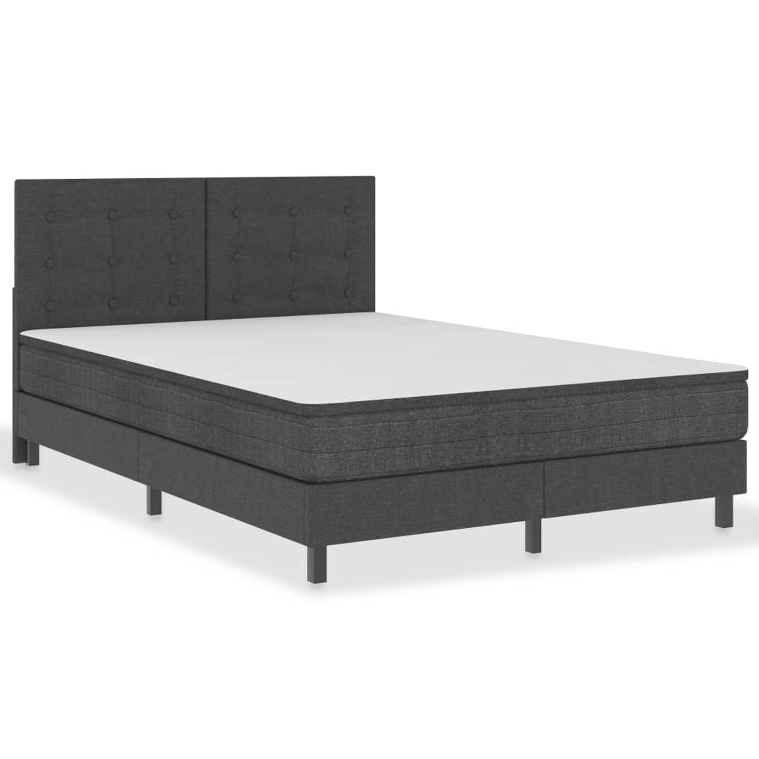 The Living Store Boxspring stof donkergrijs 140x200 cm - Boxspring - Boxsprings - Boxspringbed - Boxspringbedden - Hotelbed - Hotelbedden - Bed - Bedden - Tweepersoonsbed - Tweeper