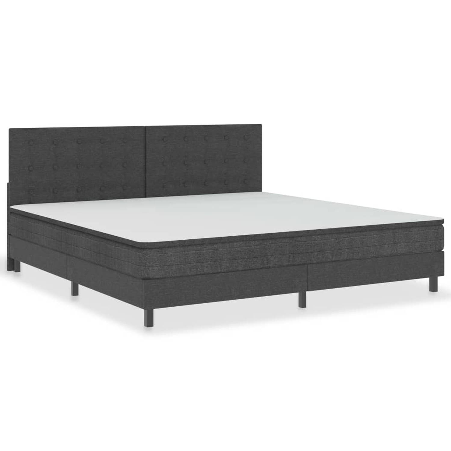 The Living Store Boxspring stof donkergrijs 200x200 cm - Boxspring - Boxsprings - Boxspringbed - Boxspringbedden - Hotelbed - Hotelbedden - Bed - Bedden - Tweepersoonsbed - Tweeper