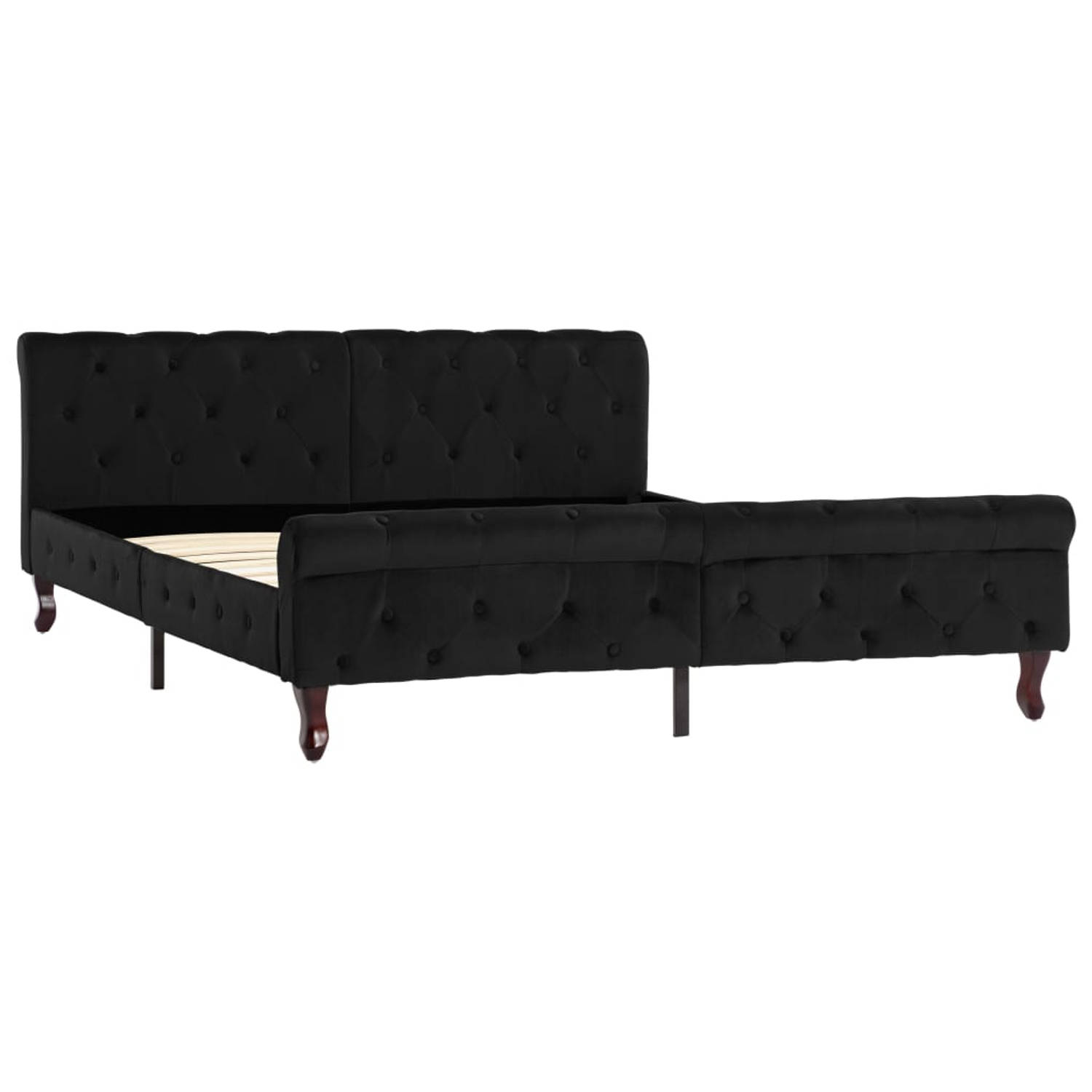 The Living Store Bedframe fluweel zwart 160x200 cm - Bed