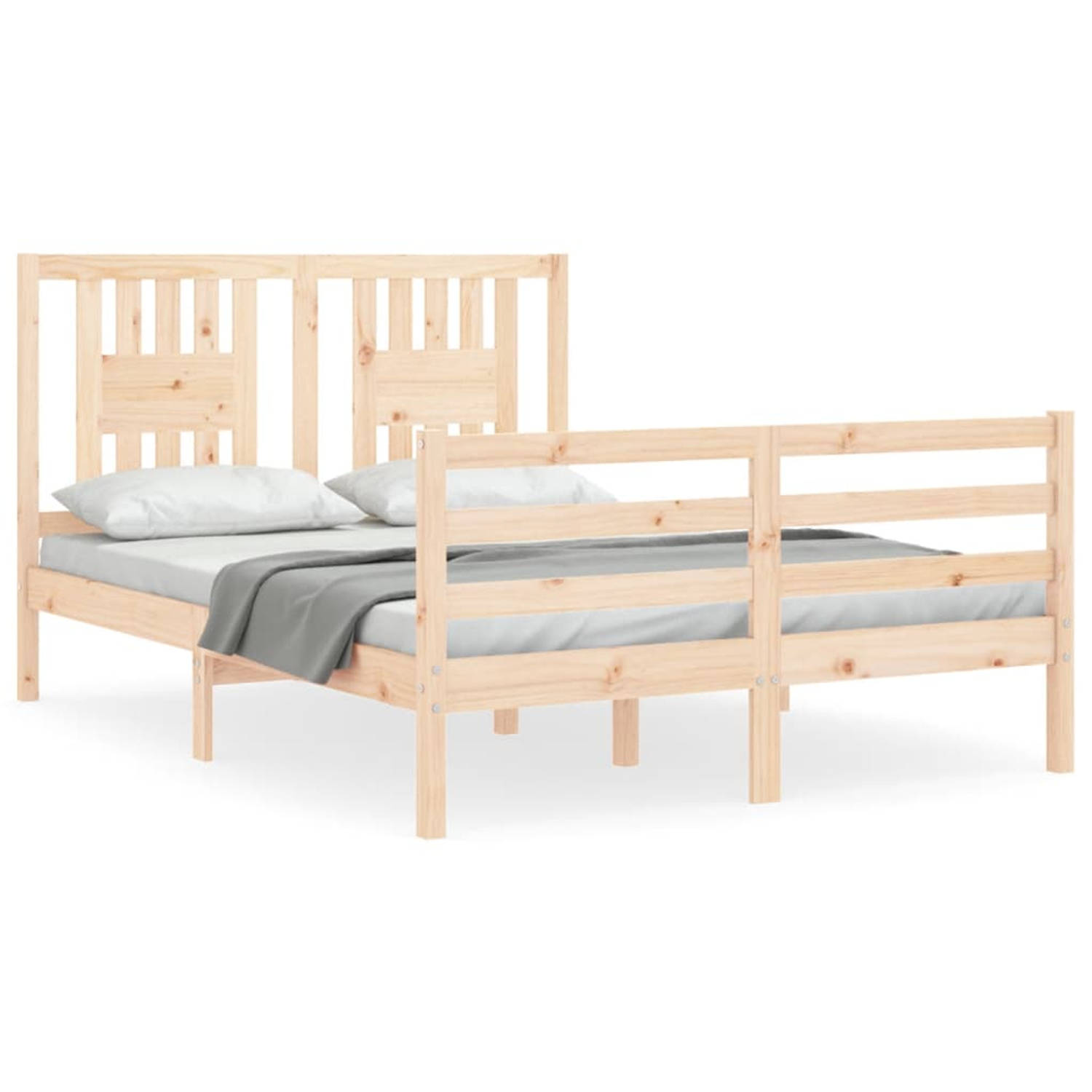 The Living Store Bedframe met hoofdbord massief hout 120x200 cm - Bedframe - Bedframes - Bed - Tweepersoonsbed - Slaapkamermeubel - Houten Bedframe - Houten Bed - Bedbodem - Massie