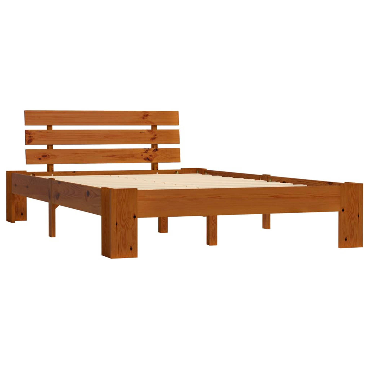 The Living Store Bedframe massief grenenhout honingbruin 140x200 cm - Bed