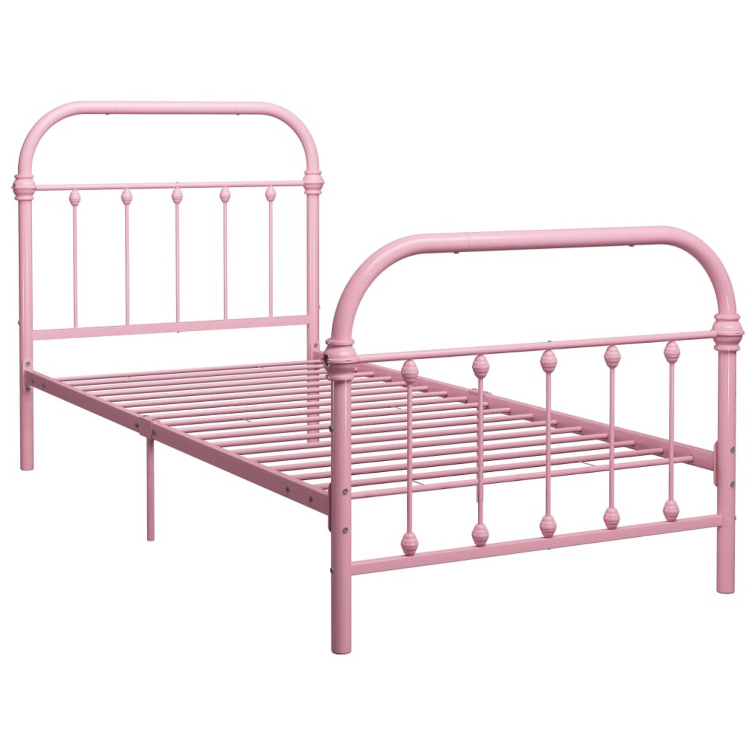 The Living Store Bedframe metaal roze 100x200 cm - Bedframe - Bedframes - Eenpersoonsbed - Eenpersoonsbedden - Bed - Bedden - Bedombouw - Bedombouwen - Frame - Frames - Slaapmeubel