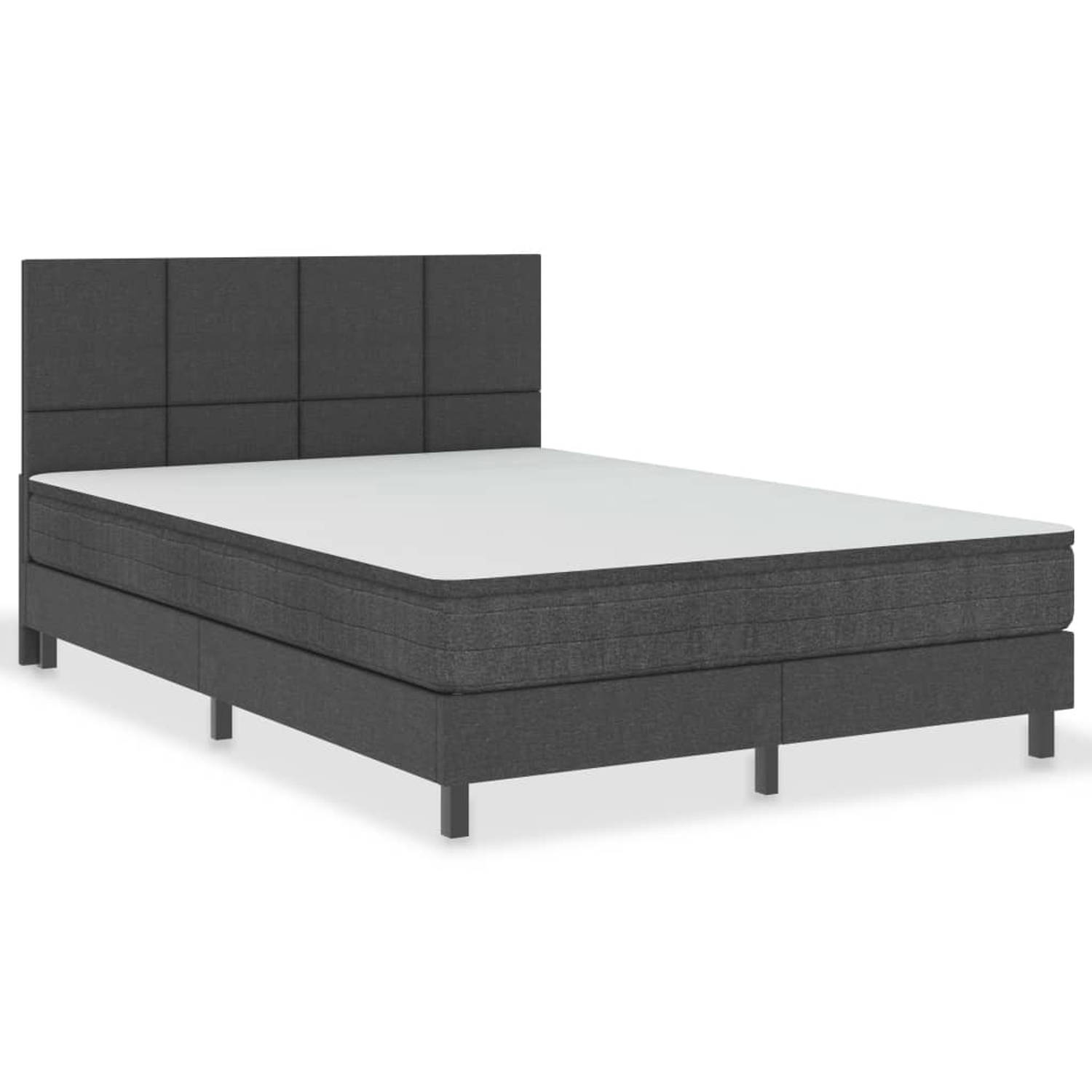 The Living Store Boxspring stof donkergrijs 180x200 cm - Boxspring - Boxsprings - Boxspringbed - Boxspringbedden - Hotelbed - Hotelbedden - Bed - Bedden - Tweepersoonsbed - Tweeper