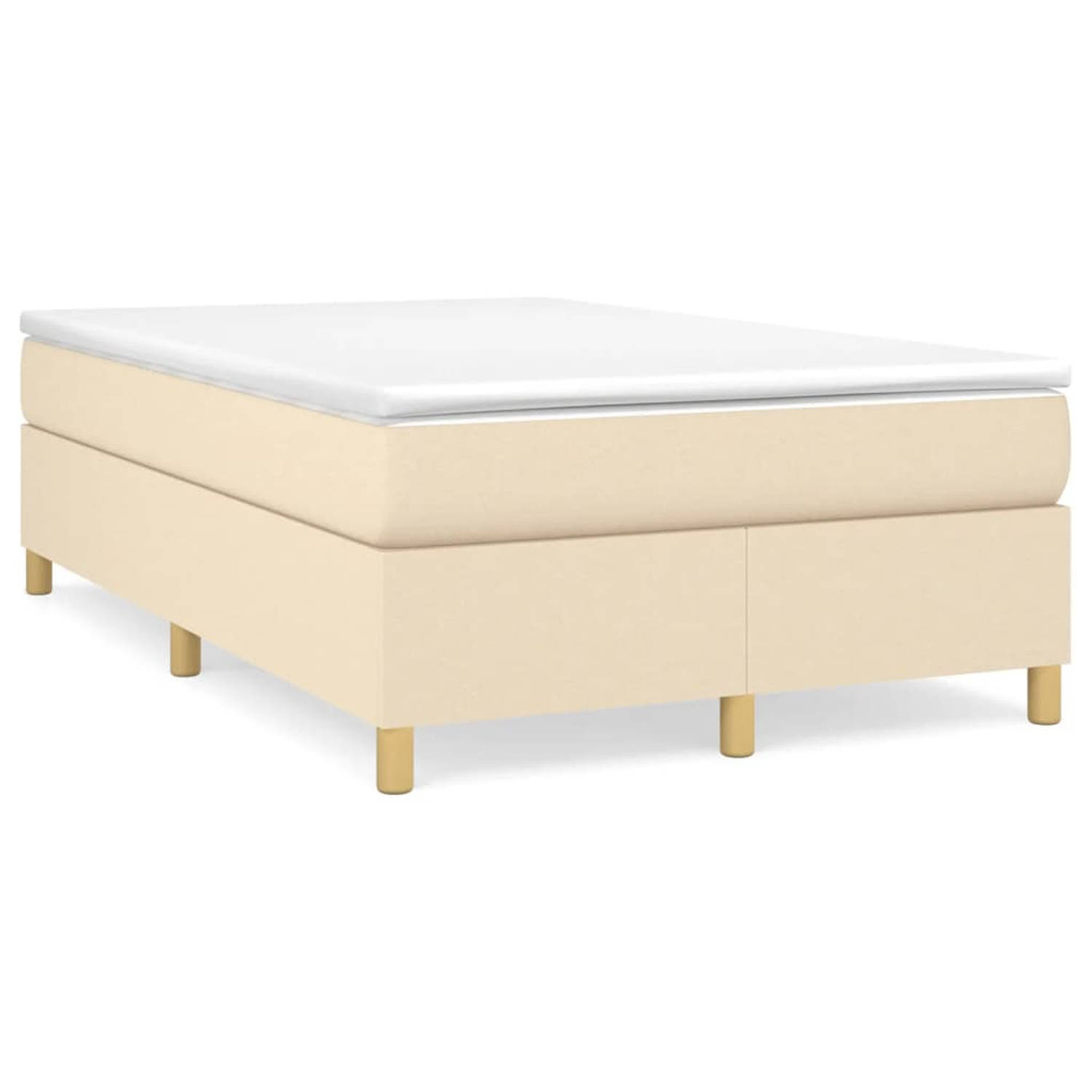 The Living Store Boxspringframe stof crèmekleurig 120x200 cm - Boxspringframe - Boxspringframes - Bed - Ledikant - Slaapmeubel - Bedframe - Bedbodem - Tweepersoonsbed - Boxspring -