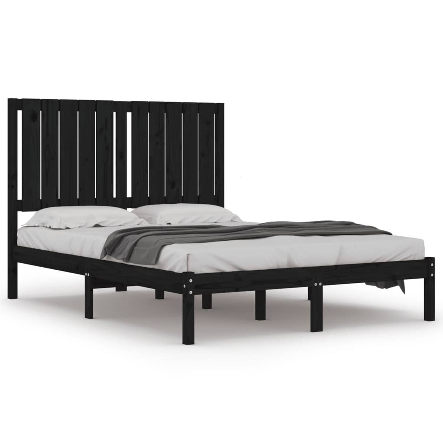 The Living Store Bedframe massief hout zwart 120x190 cm 4FT Small Double - Bedframe - Bedframes - Bed - Bedbodem - Ledikant - Bed Frame - Massief Houten Bedframe - Slaapmeubel - Tw