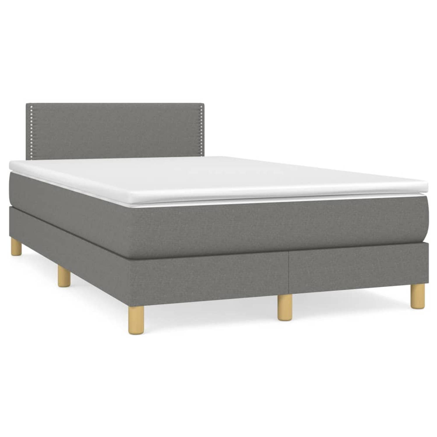 The Living Store Boxspring met matras stof donkergrijs 120x200 cm - Boxspring - Boxsprings - Bed - Slaapmeubel - Boxspringbed - Boxspring Bed - Tweepersoonsbed - Bed Met Matras - B