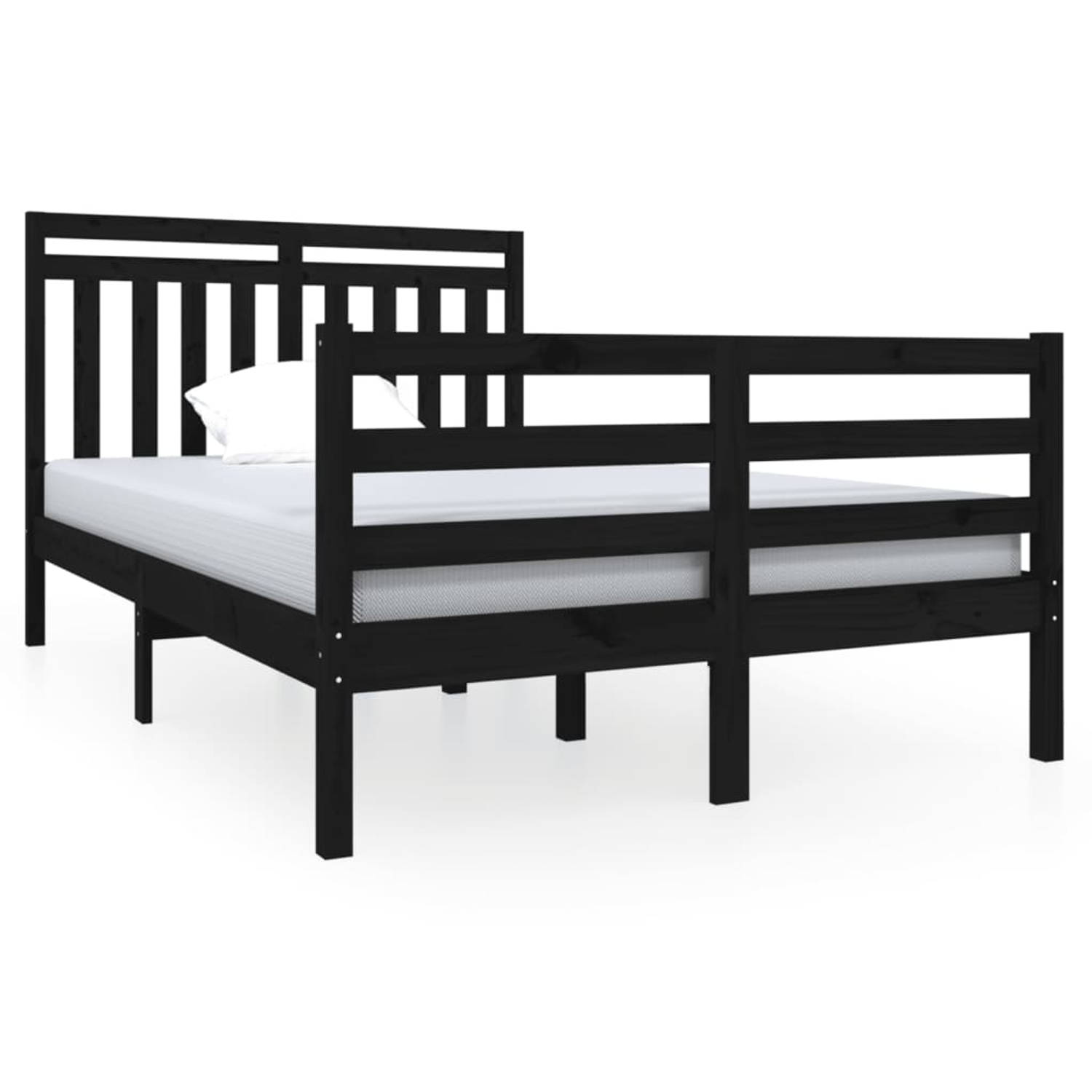 The Living Store Bedframe massief hout zwart 120x190 cm 4FT Small Double - Bedframe - Bedframes - Tweepersoonsbed - Bed - Bedombouw - Dubbel Bed - Frame - Bed Frame - Ledikant - Be