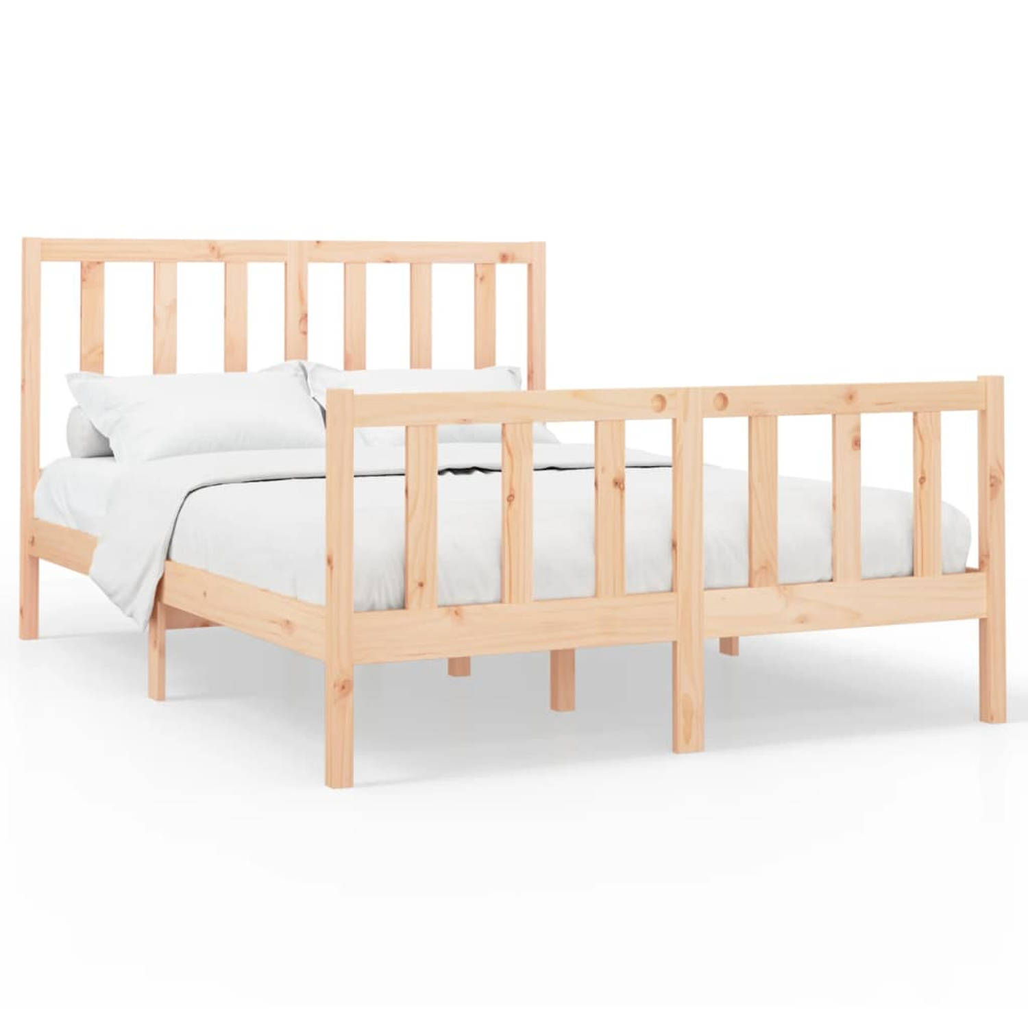 The Living Store Bedframe massief grenenhout 120x200 cm - Bedframe - Bedframes - Bed - Bedbodem - Ledikant - Bed Frame - Massief Houten Bedframe - Slaapmeubel - Tweepersoonsbed - B