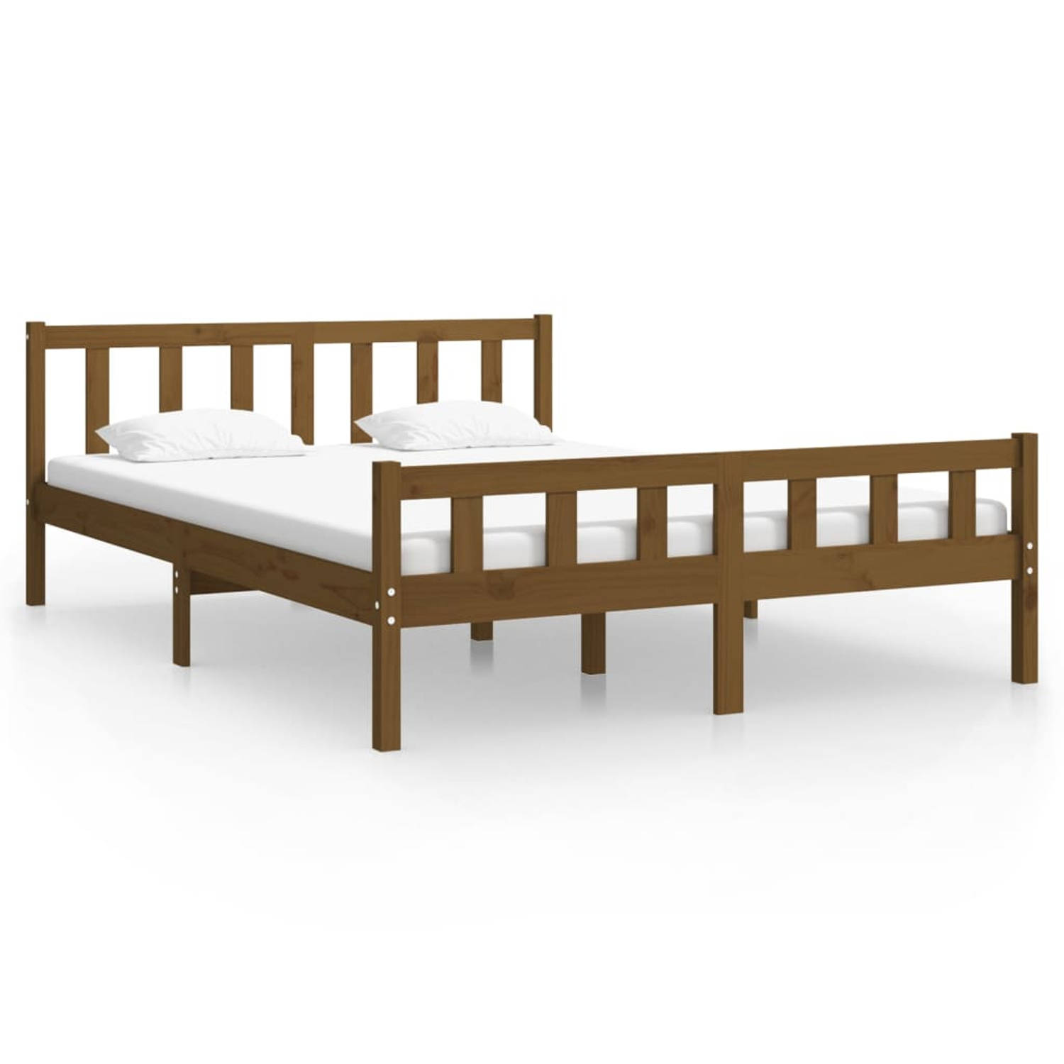 The Living Store Bedframe massief hout honingbruin 150x200 cm 5FT King Size - Bedframe - Bedframes - Tweepersoonsbed - Bed - Bedombouw - Dubbel Bed - Frame - Bed Frame - Ledikant -