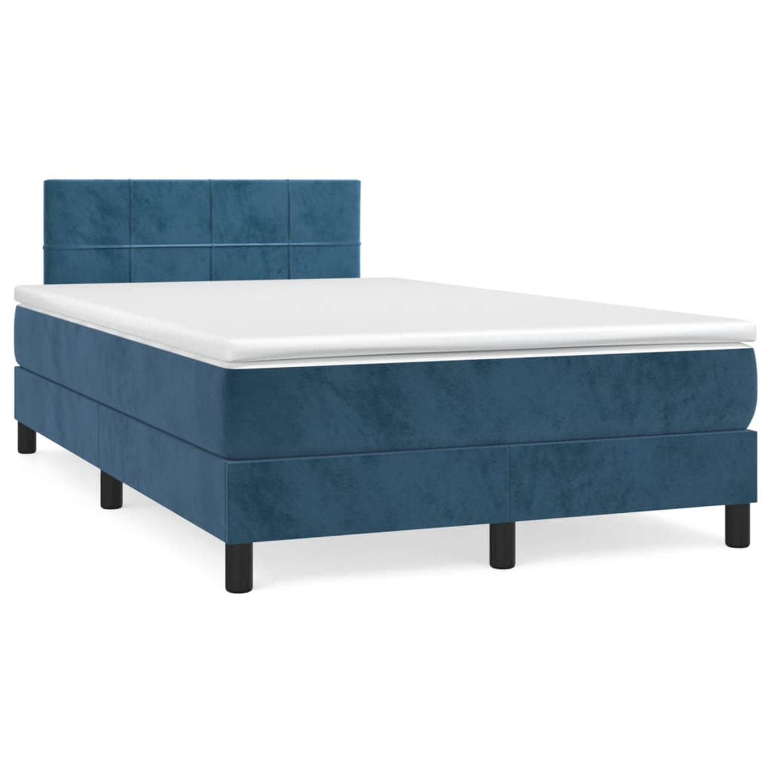 The Living Store Boxspringbed - Donkerblauw Fluweel - 203 x 120 x 78/88 cm - Pocketvering