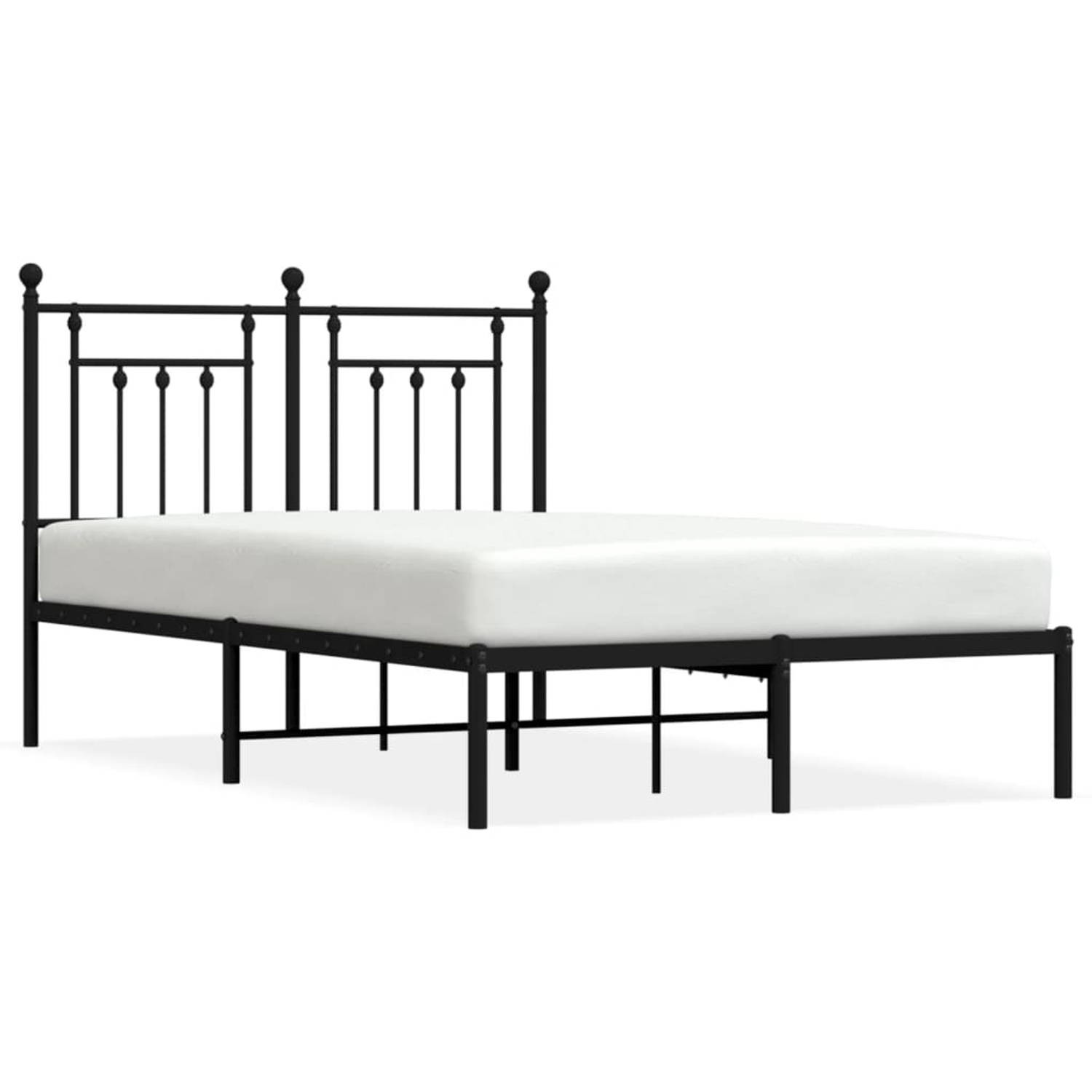 The Living Store Bedframe met hoofdbord metaal zwart 120x190 cm - Bed