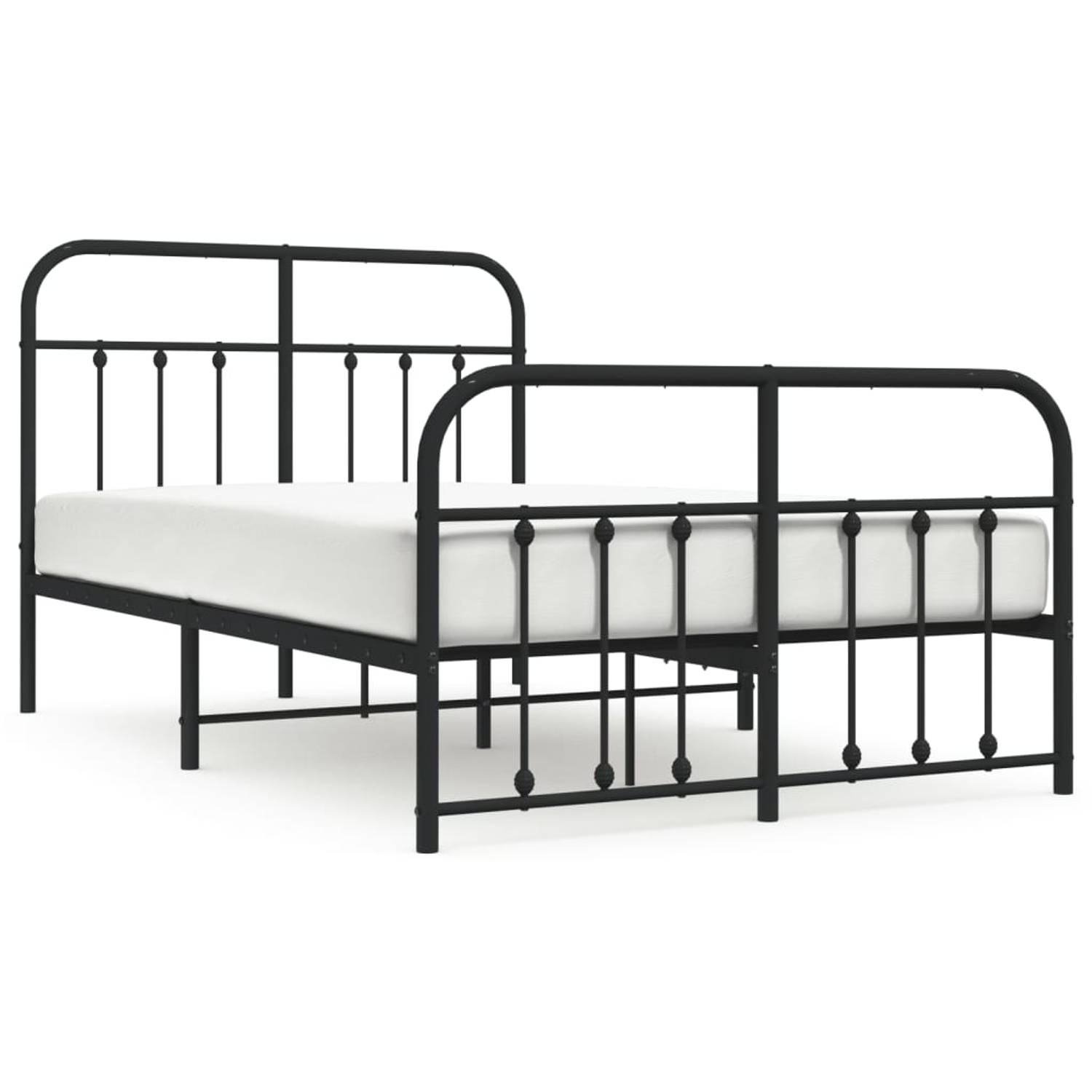 The Living Store Bedframe met hoofd- en voeteneinde metaal zwart 120x190 cm - Bed