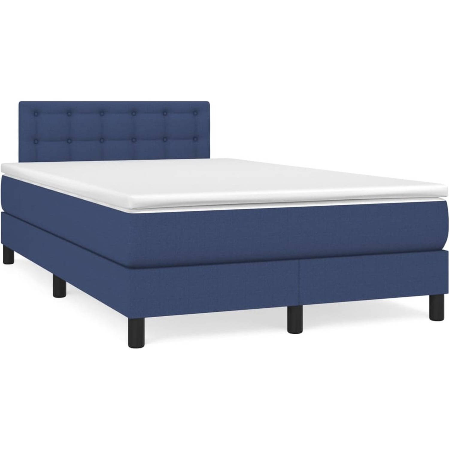 The Living Store Boxspringbed - Pocketvering - Blauw - 203 x 120 x 78/88 cm - Duurzaam en Comfortabel