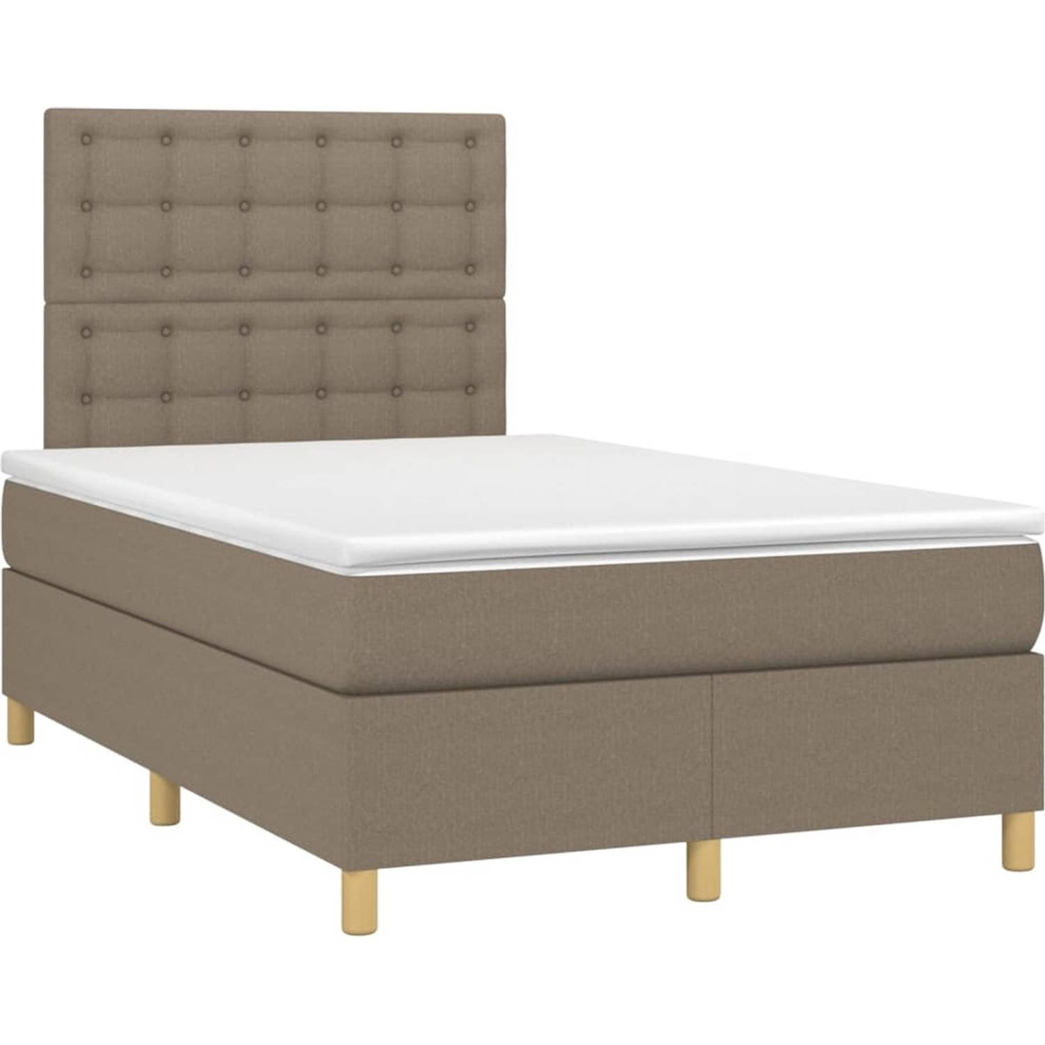 The Living Store Boxspring Bed - Taupe - 203 x 120 x 118/128 cm - Pocketvering en Schuim