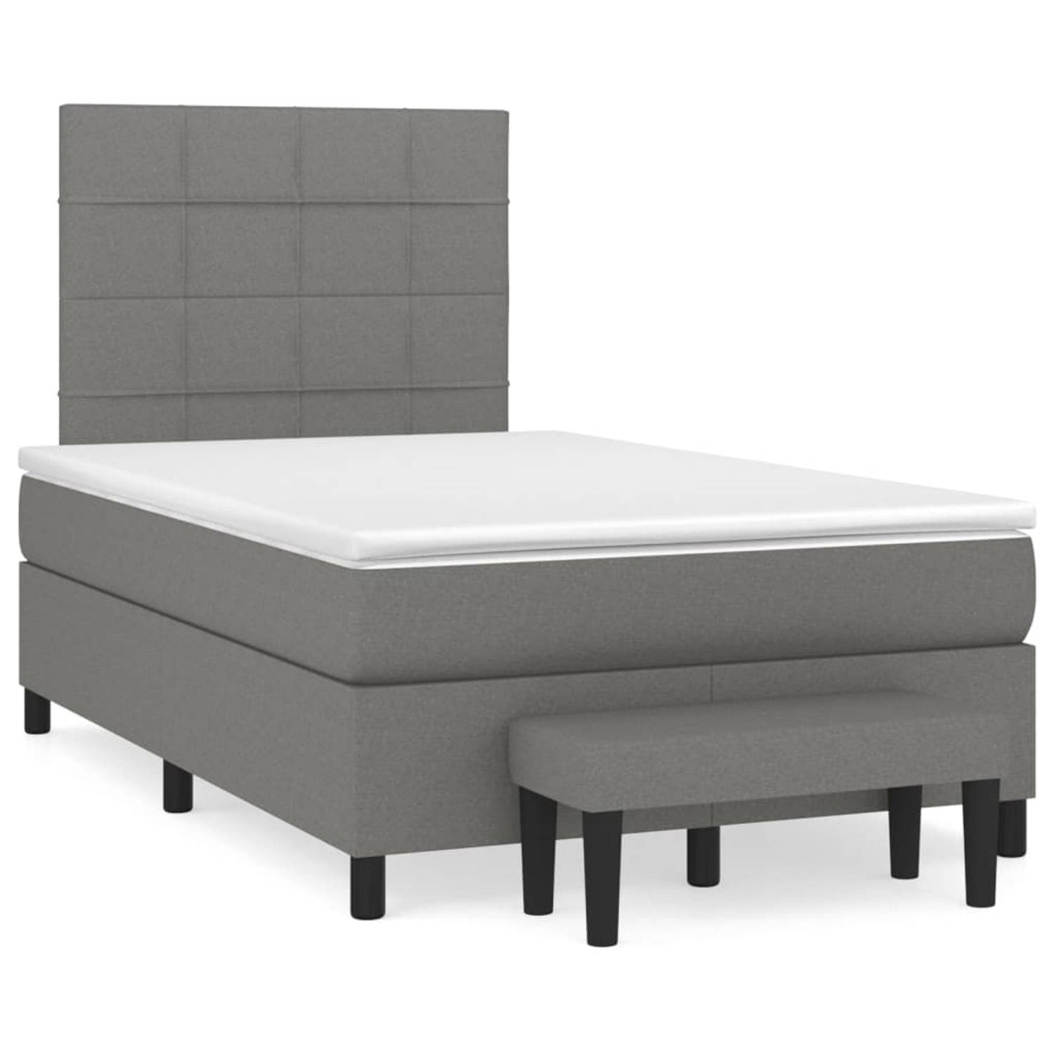 The Living Store Boxspring met matras stof donkergrijs 120x200 cm - Bed