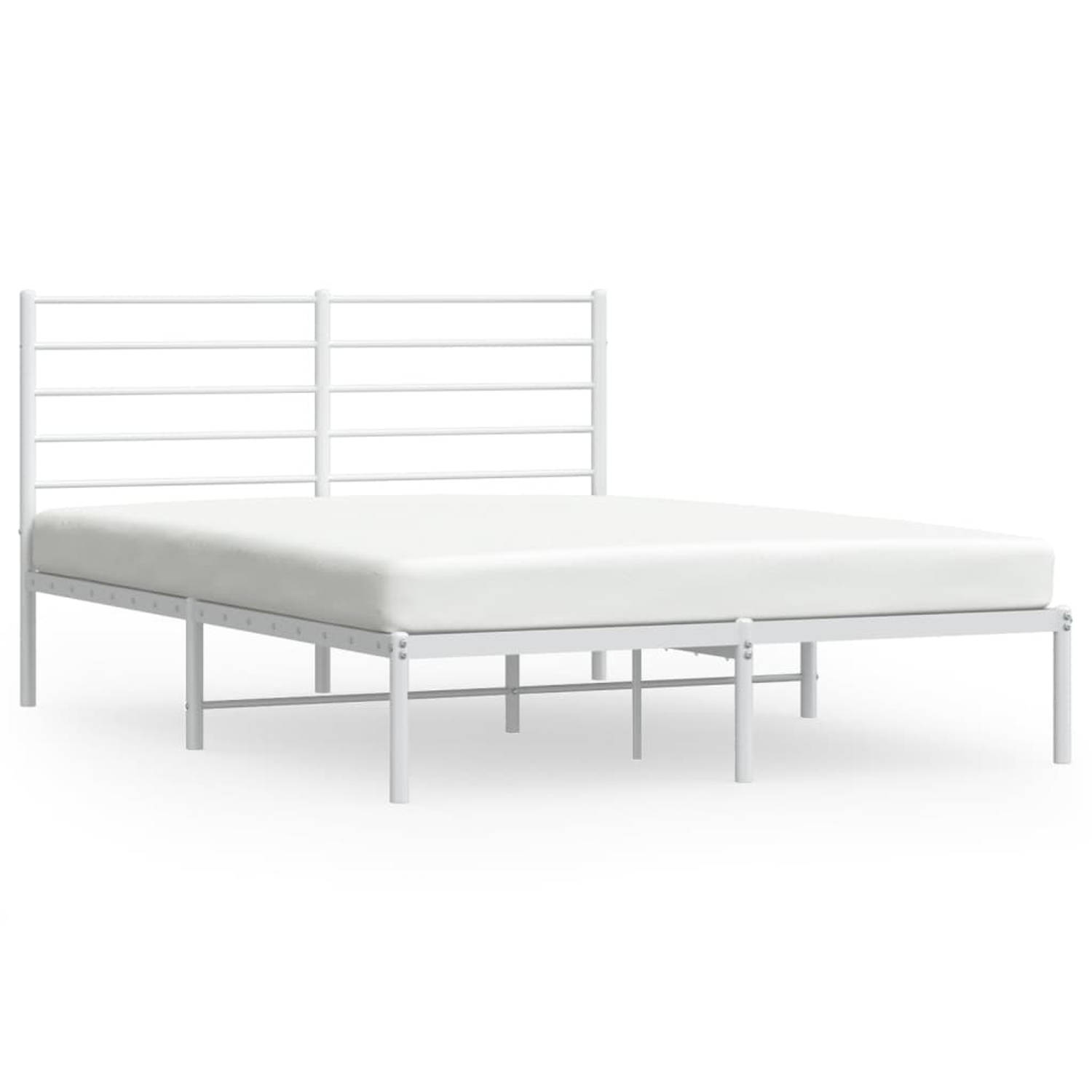 The Living Store Bedframe met hoofdbord metaal wit 120x190 cm - Bed