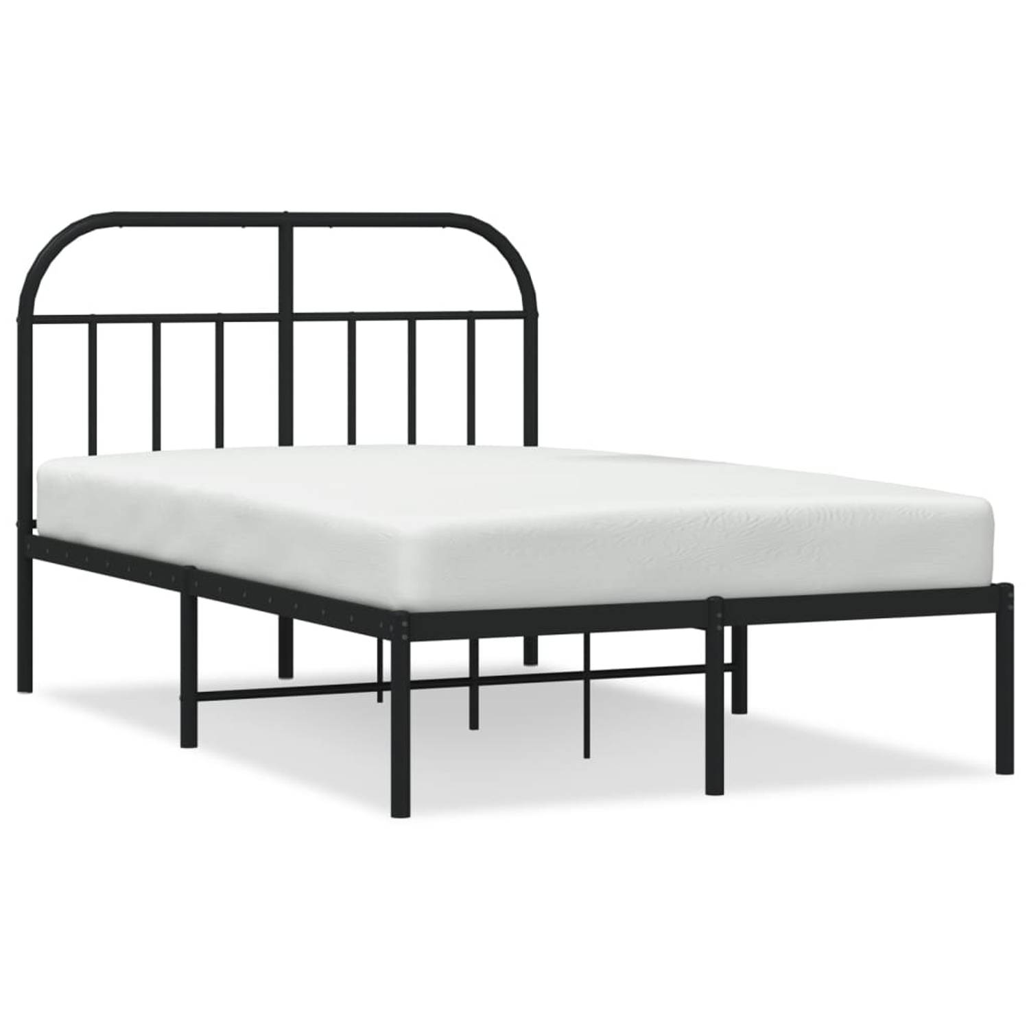 The Living Store Bedframe met hoofdbord metaal zwart 120x190 cm - Bed