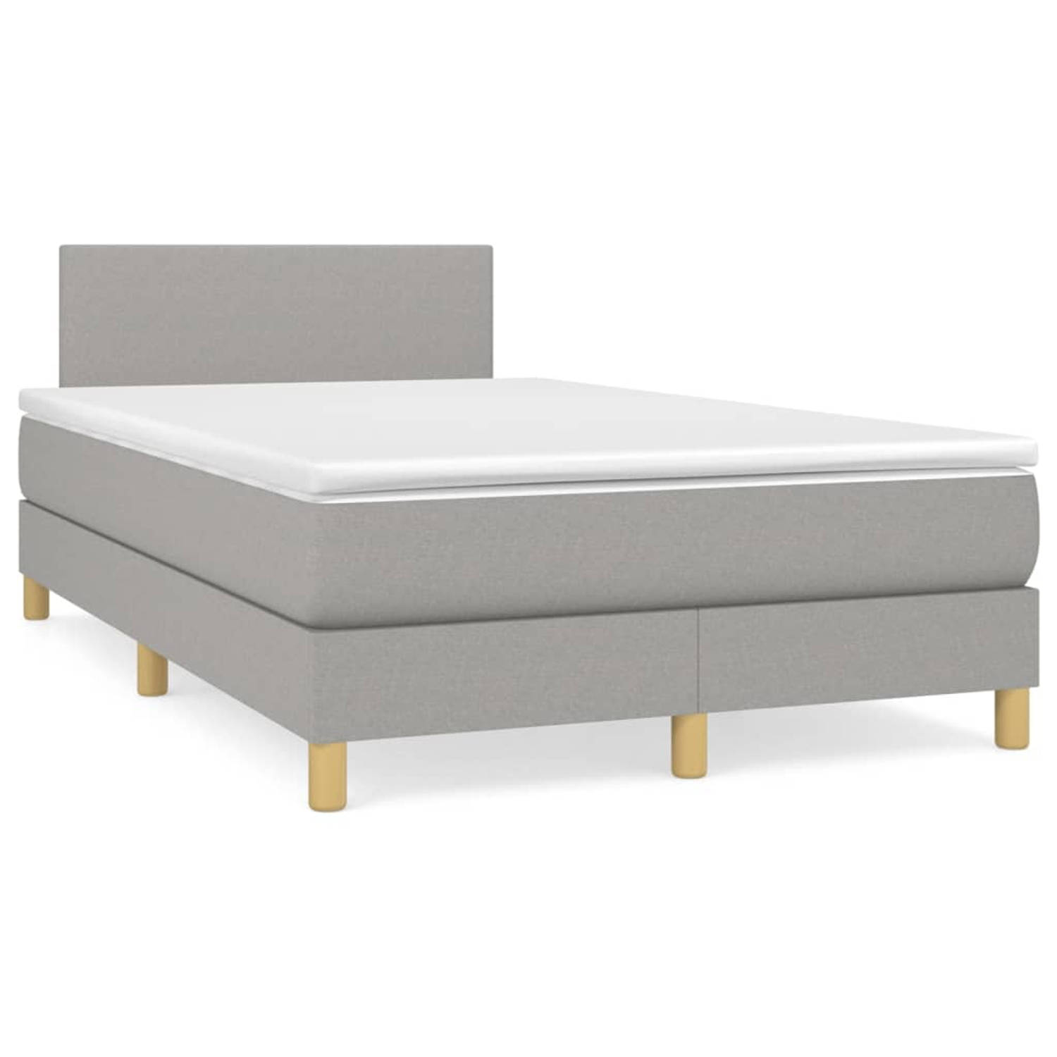 The Living Store Boxspring met matras stof lichtgrijs 120x200 cm - Boxspring - Boxsprings - Bed - Slaapmeubel - Boxspringbed - Boxspring Bed - Tweepersoonsbed - Bed Met Matras - Be