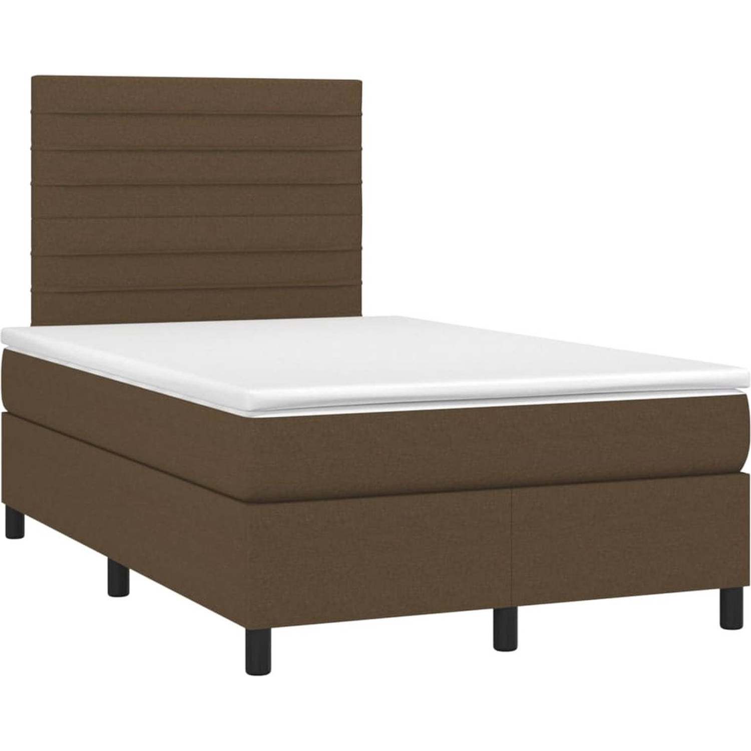 The Living Store Boxspringbed - Donkerbruin - 203x120x118/128 cm - Pocketvering matras - Incl - Topmatras