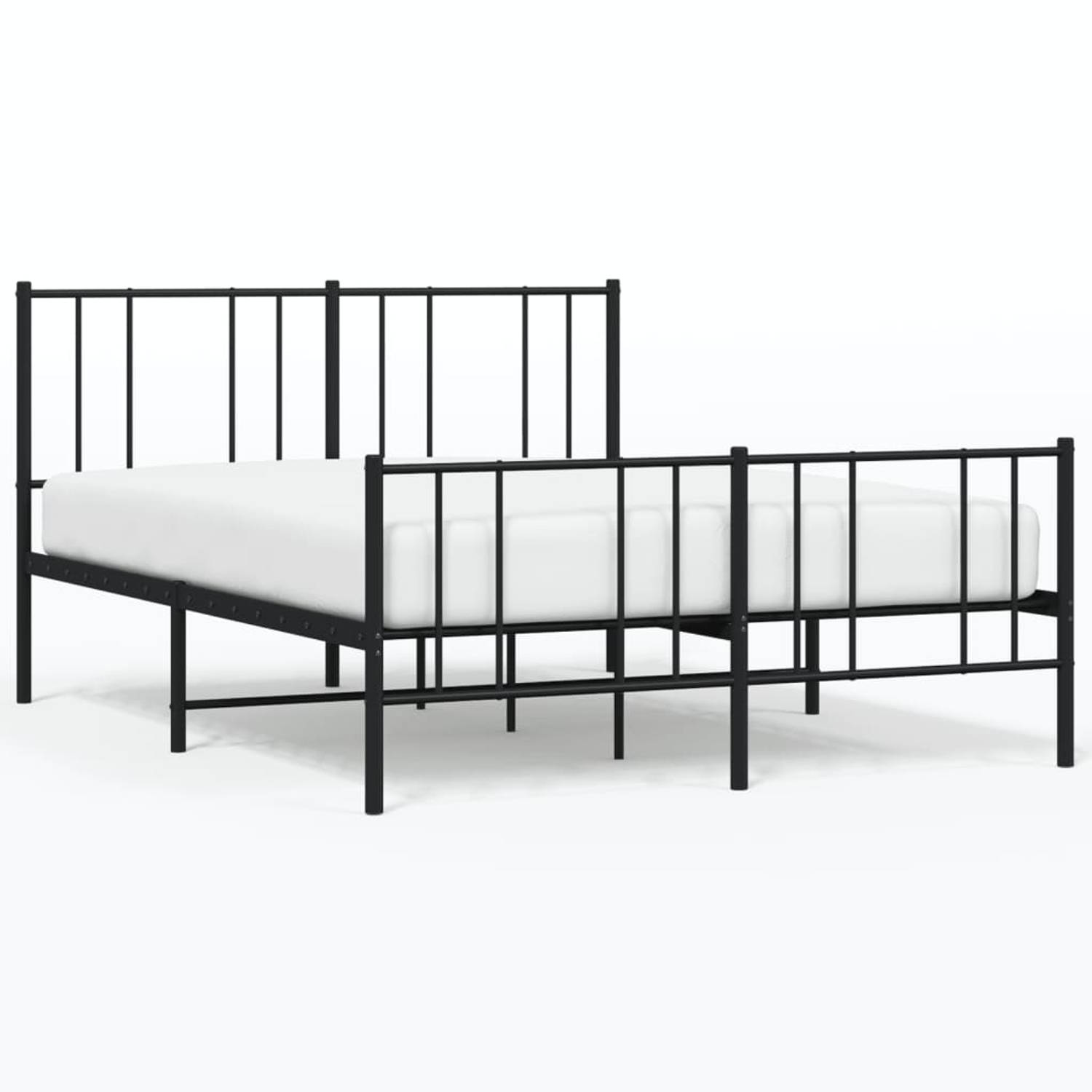 The Living Store Bedframe met hoofd- en voeteneinde metaal zwart 120x190 cm - Bed