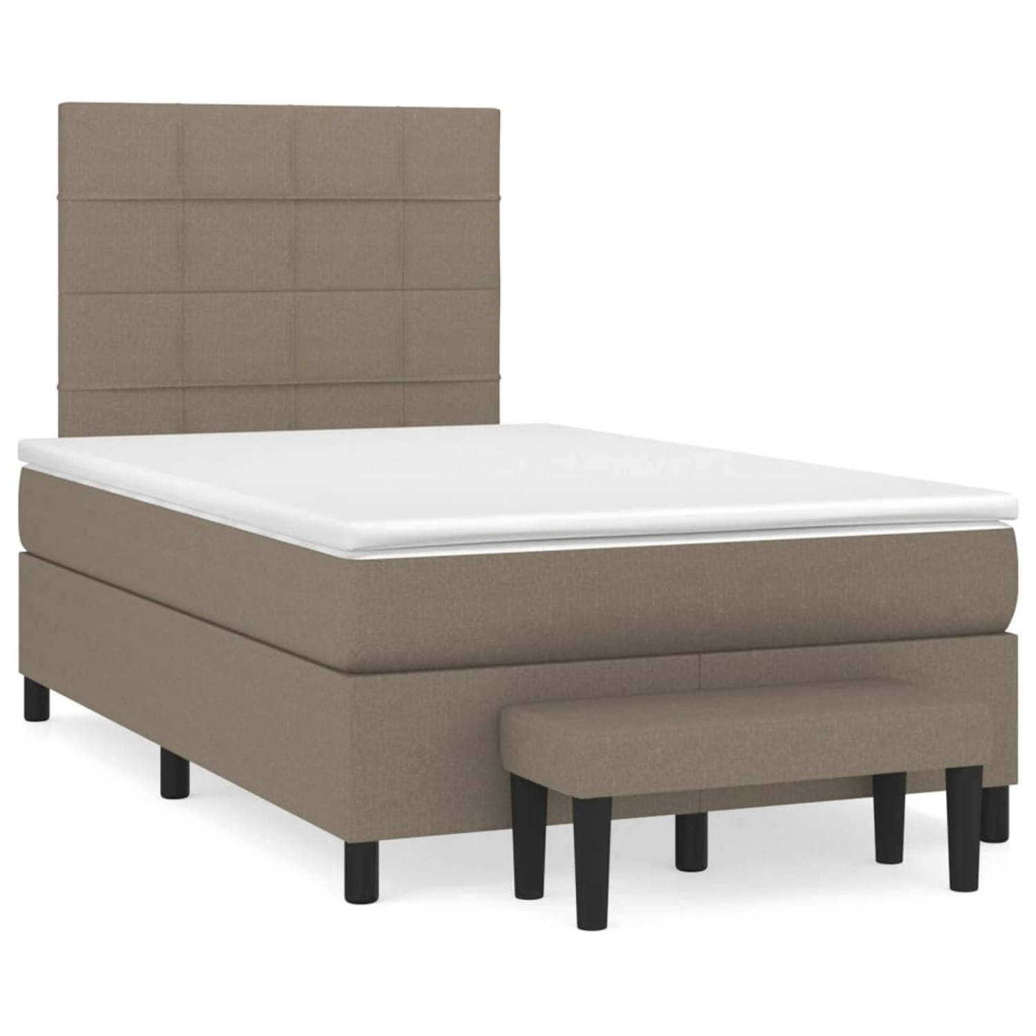 The Living Store Boxspringbed - Comfort - Bed - 203 x 120 x 118/128 cm - Taupe - Vering pocketvering