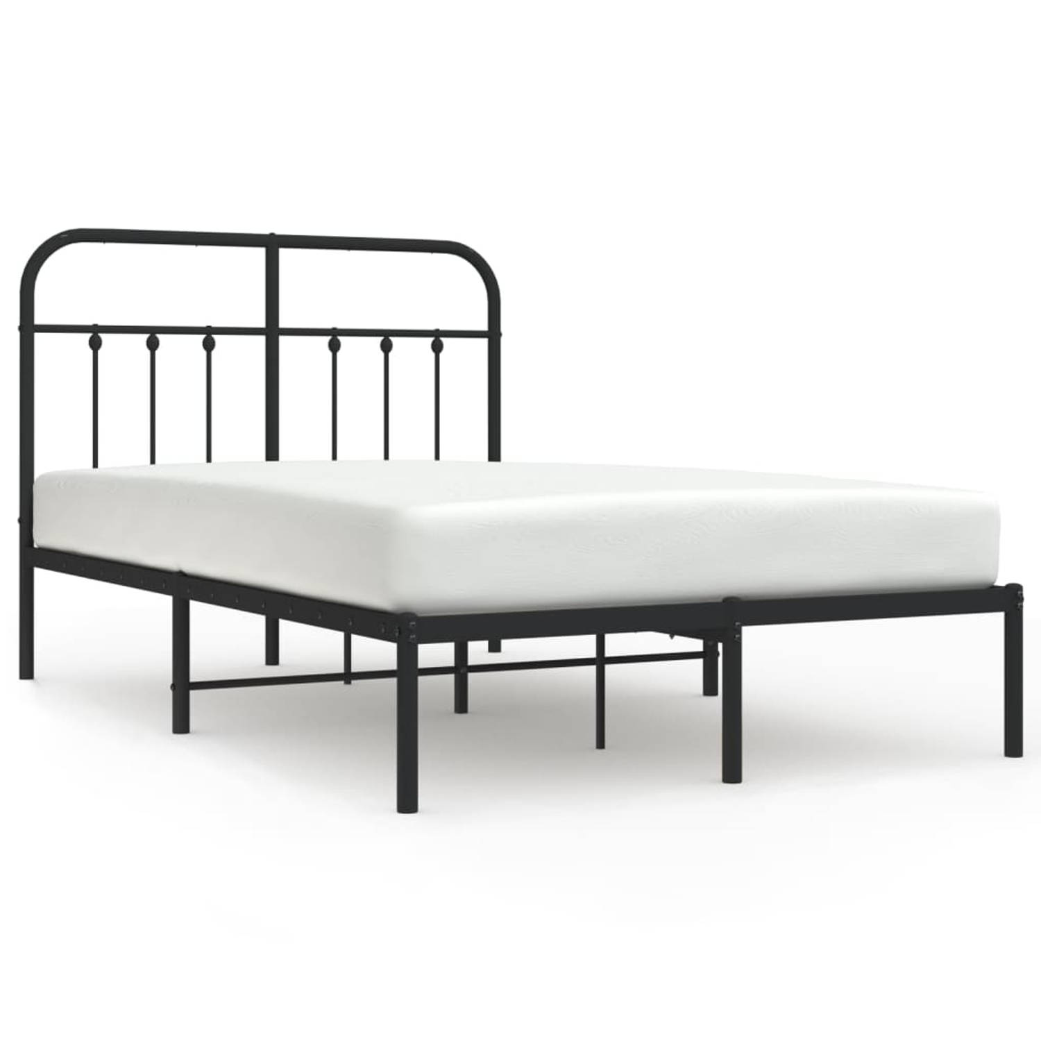 The Living Store Bedframe met hoofdbord metaal zwart 120x200 cm - Bed