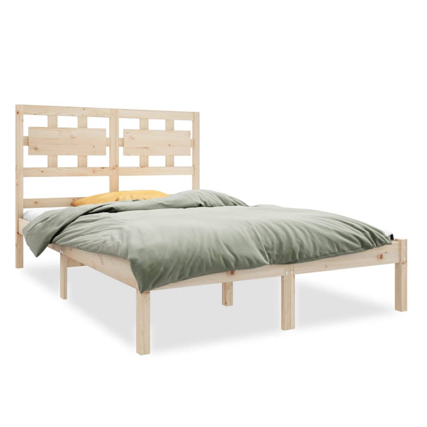 The Living Store Bedframe massief hout 120x190 cm 4FT Small Double - Bedframe - Bedframes - Tweepersoonsbed - Bed - Bedombouw - Dubbel Bed - Frame - Bed Frame - Ledikant - Bedframe