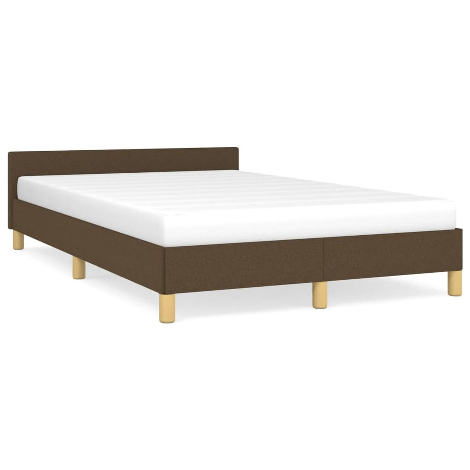 The Living Store Bedframe met hoofdeinde stof donkerbruin 120x200 cm - Bedframe Met Hoofdeinde - Bedframes Met Hoofdeindes - Bed - Slaapmeubel - Ledikant - Bedbodem - Tweepersoonsb