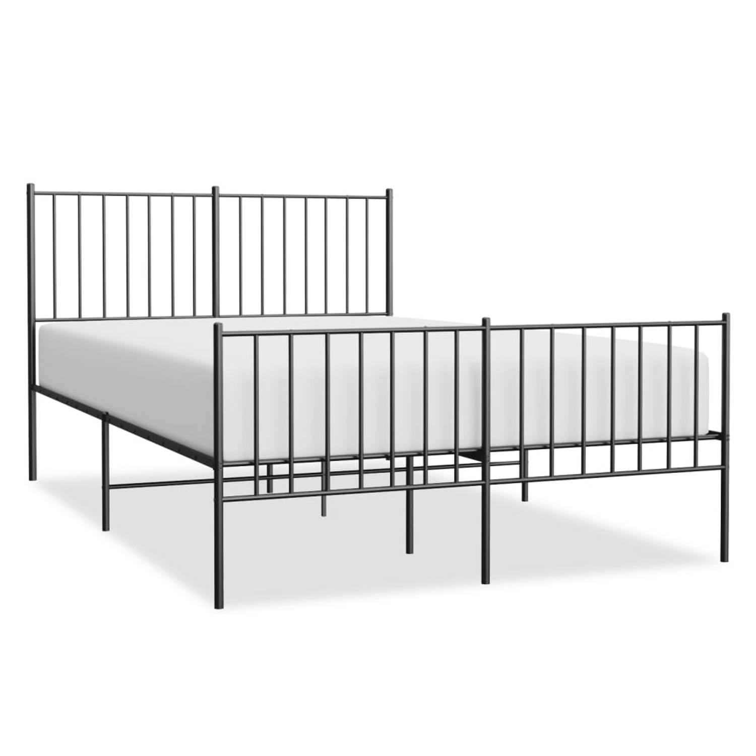 The Living Store Bedframe met hoofd- en voeteneinde metaal zwart 120x190 cm - Bed