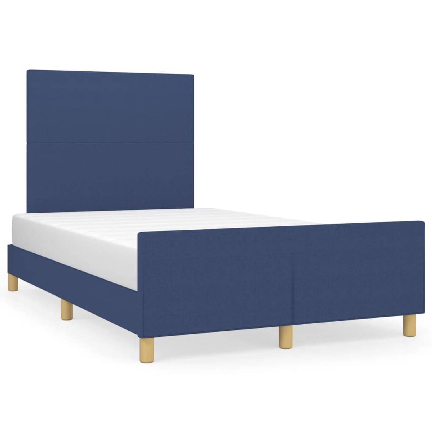 The Living Store Bedframe met hoofdeinde stof blauw 120x200 cm - Bedframe Met Hoofdeinde - Bedframes Met Hoofdeindes - Bed - Slaapmeubel - Ledikant - Bedbodem - Tweepersoonsbed - B