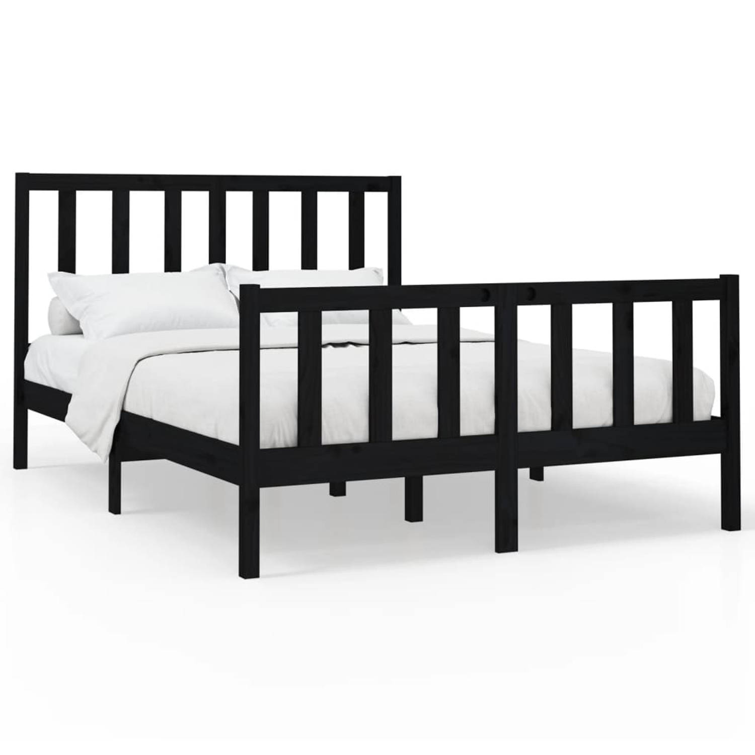 The Living Store Bedframe massief grenenhout zwart 120x200 cm - Bedframe - Bedframes - Bed - Bedbodem - Ledikant - Bed Frame - Massief Houten Bedframe - Slaapmeubel - Tweepersoonsb